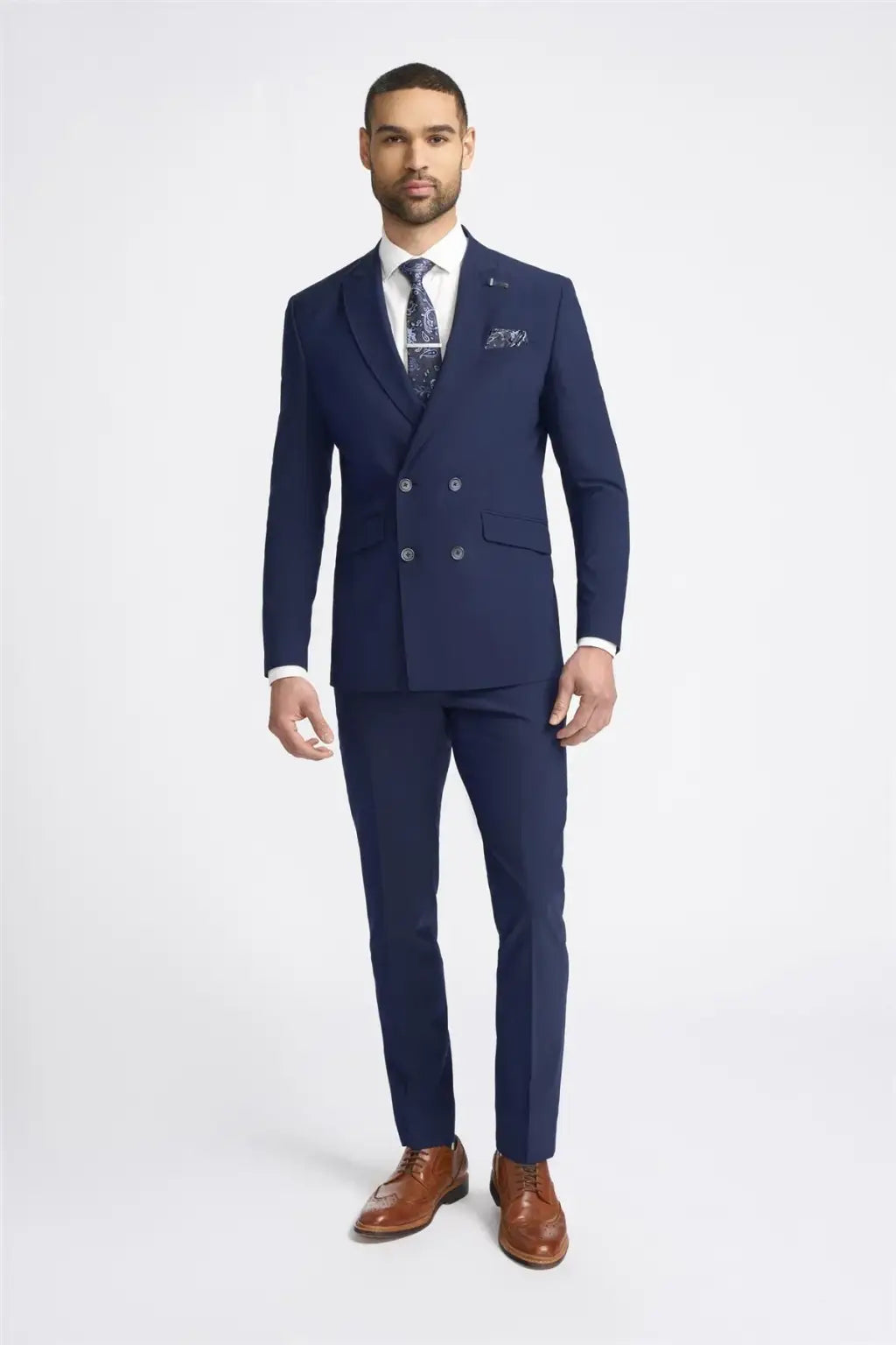 Premium Cavani Victorious Double Breasted Navy Blazer for Men - Formal Business Suit Jacket for Office, Weddings & Special Events