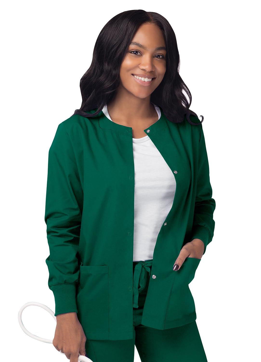 Sivvan Women's Front Snap Warm-Up Jacket - Comfortable & Stylish Scrub Top for Nurses, Doctors & Healthcare Professionals - Perfect for Work, Clinics & Hospitals