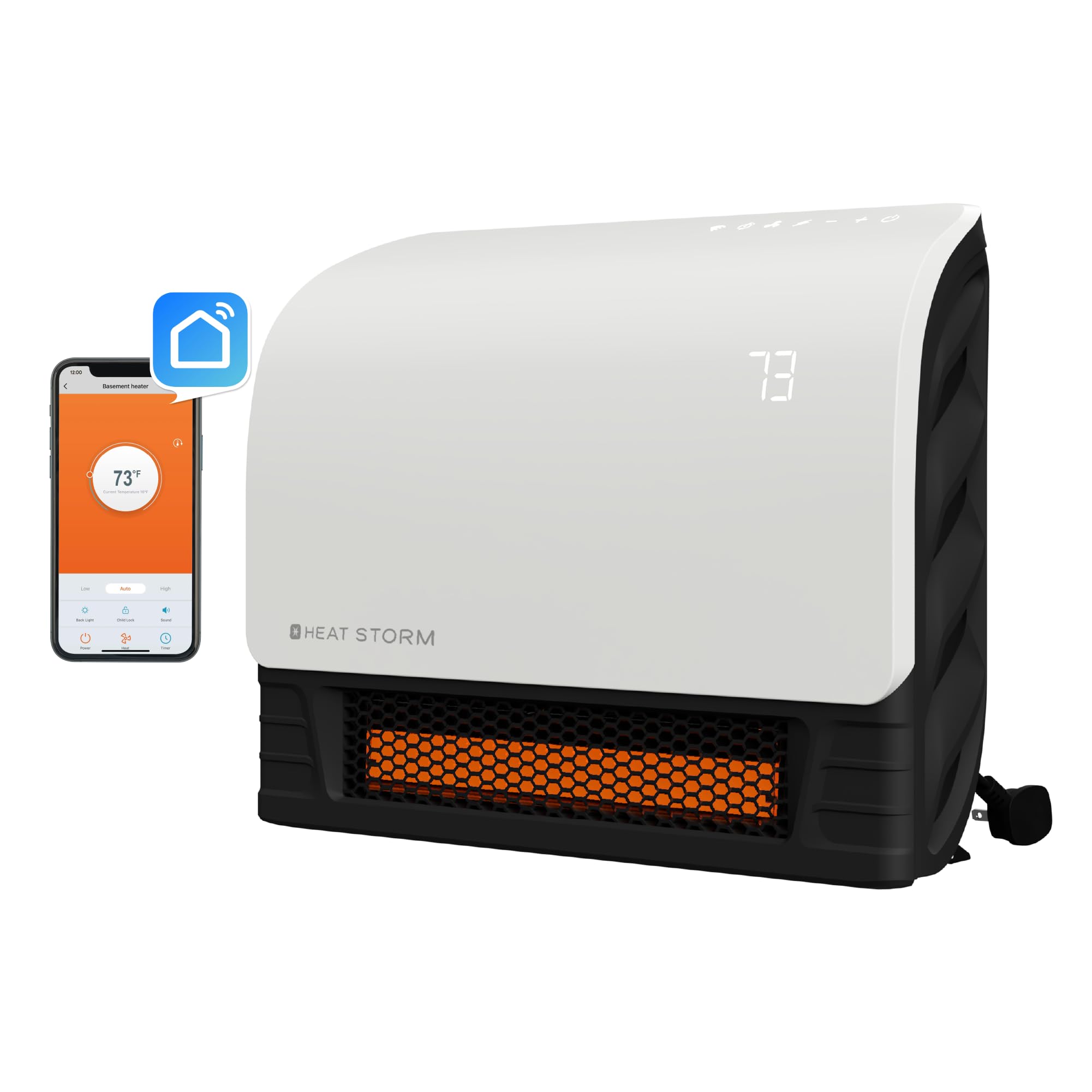 Heat Storm 1500-Watt Sedona WiFi Infrared Wall Mountable Space Heater - White | Smart Home Heating for Bedroom, Office & Garage | Energy Efficient Indoor Electric Heater