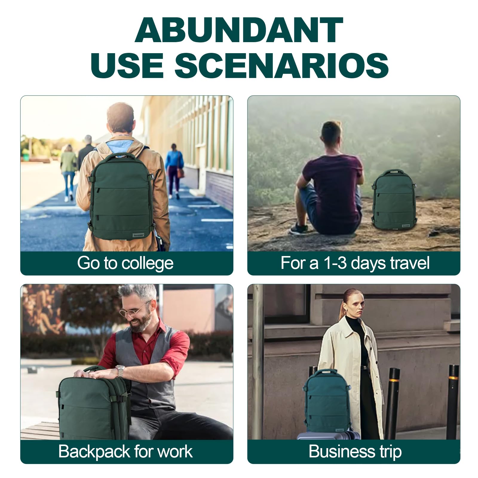 Stylish Travel Backpack for Business & Carry-On - Large Modern Laptop Bag with Green Color | Perfect for Air Travel, Commuting & Weekend Getaways