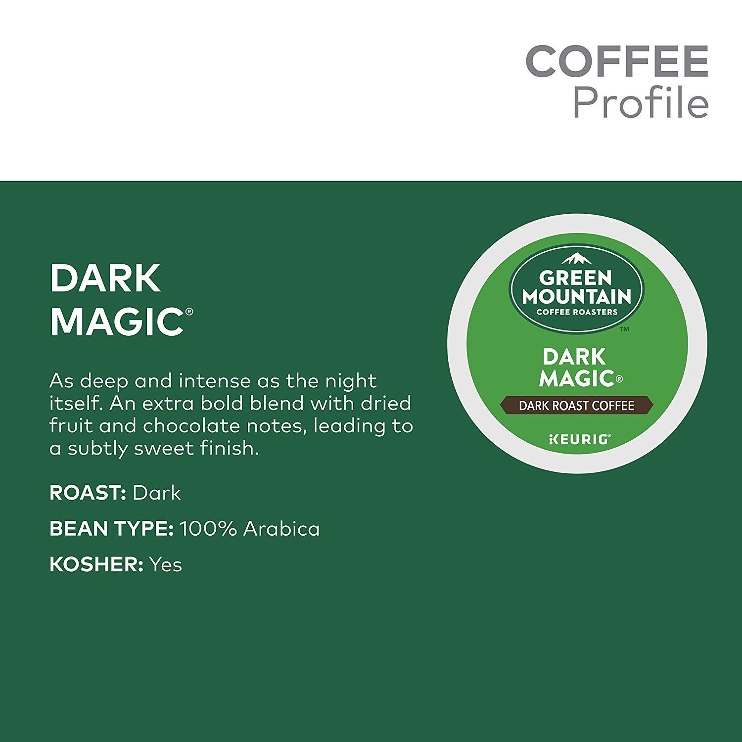 Green Mountain Coffee Roasters Dark Magic Keurig Single-Serve K-Cup Pods, Dark Roast Coffee (144 Count) - Bold & Rich Flavor for Office, Home & Breakfast Brewing