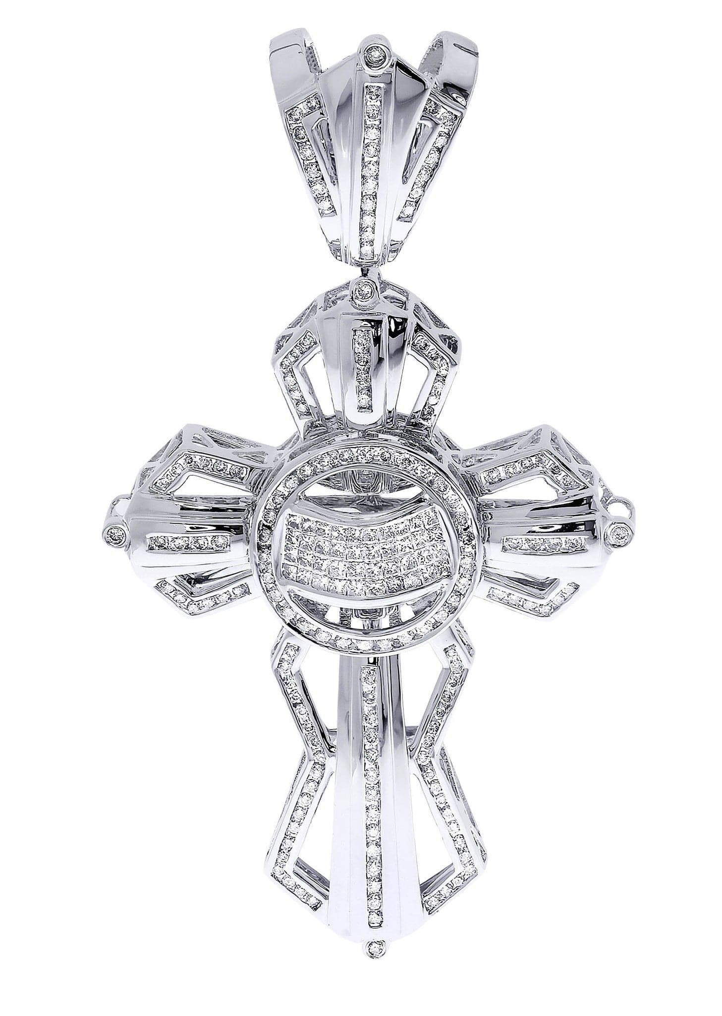 3.55 Carat Diamond Cross Pendant Necklace - 31.62 Grams Solid Gold Religious Jewelry for Women - Perfect for Baptism, First Communion & Special Occasions