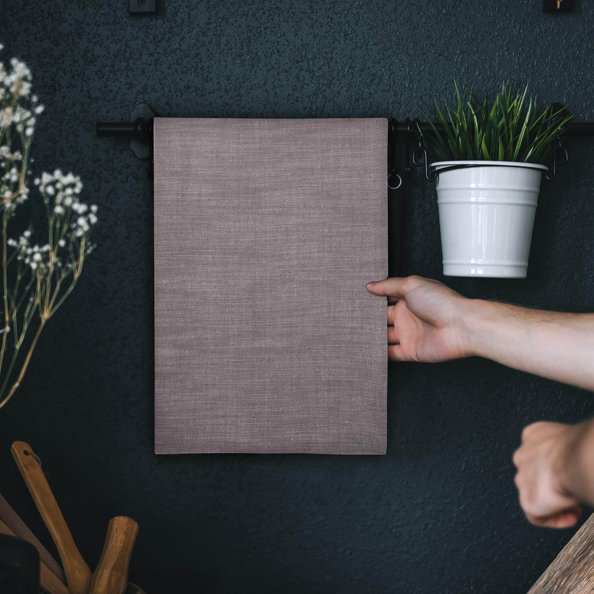 Urban Villa Premium 100% Cotton Kitchen Towels Set of 6 - Ultra Soft, Highly Absorbent, 20X30 Inches, Chambray Grey/White - Perfect for Everyday Kitchen Use and Dish Drying