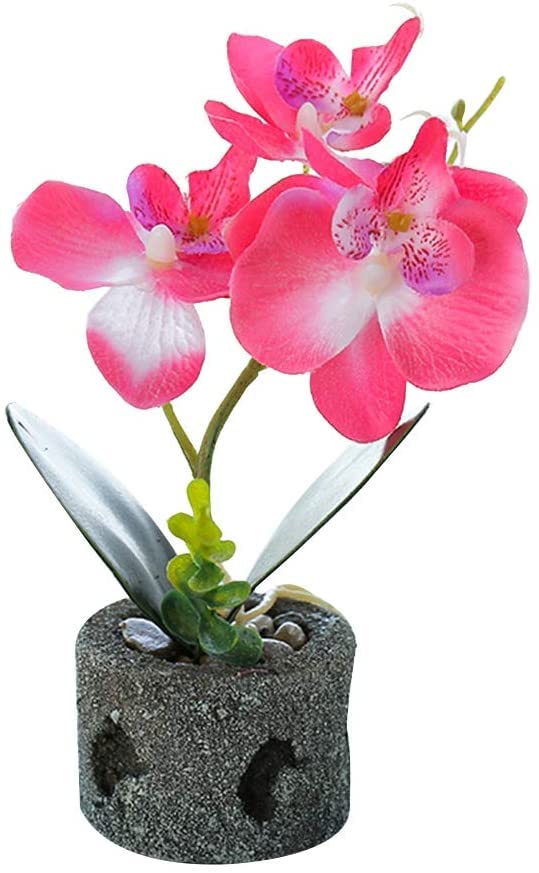RENJMU Artificial Flowers - Plastic Butterfly Orchid Potted Bonsai for Home Garden, DIY Party & Furniture Decoration (Pink) | Perfect for Indoor Decor, Wedding Centerpieces & Office Beautification