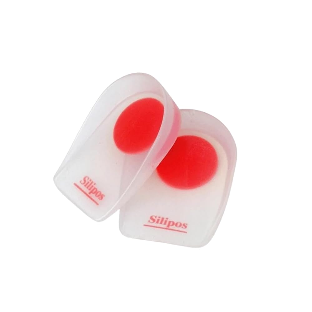 Silipos WonderZorb WonderCup Heel Cups for Pain Relief - Red, Size S (Men's 2-4 / Women's 4-5) - Cushioned Heel Support for Running, Walking & Everyday Comfort
