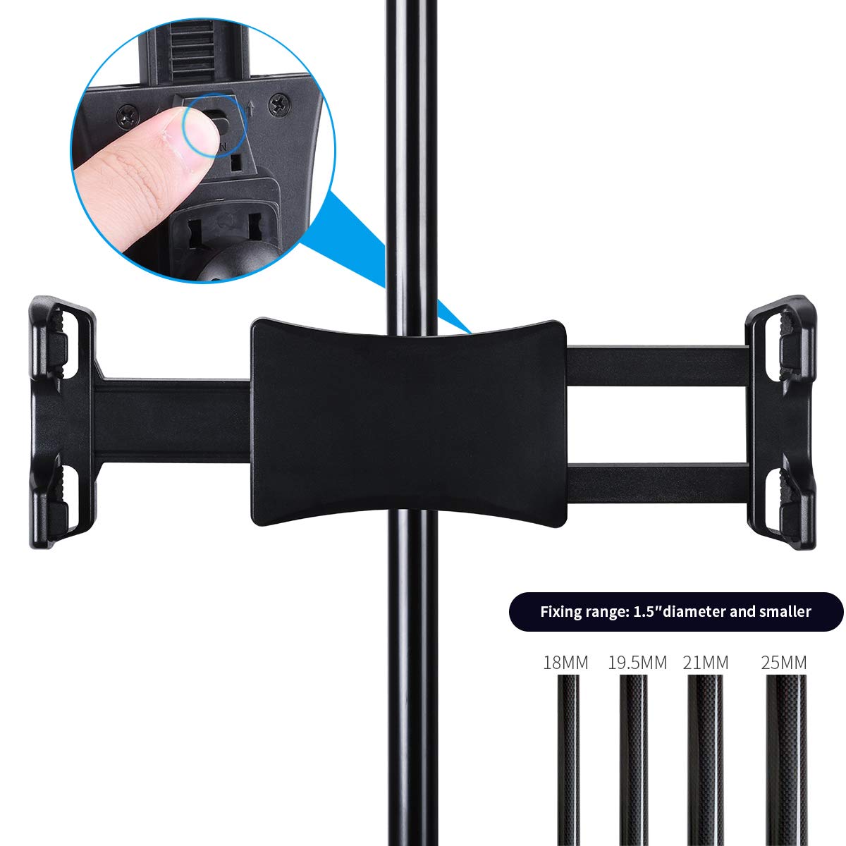 JUBOR Universal Tablet Holder for Microphone Stands - Adjustable iPad & Smartphone Mount (4.7-12.9