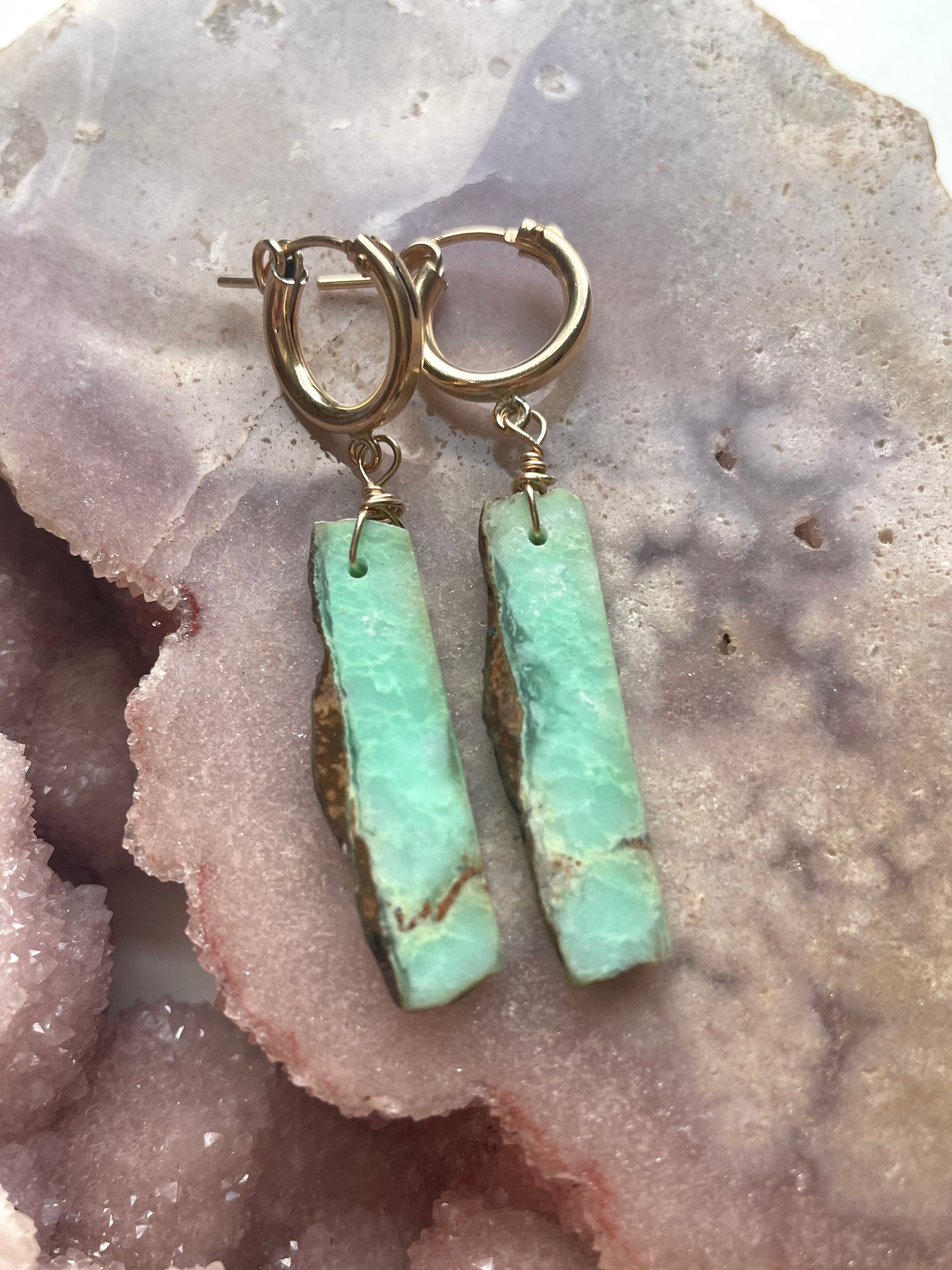 Chrysoprase Statement Hoop Earrings - 14K Gold Filled Dangle Earrings for Women, Elegant Green Gemstone Jewelry Gift for Birthday, Anniversary | Perfect for Parties, Weddings & Special Occasions