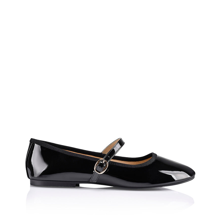 Bambi Mary Jane Flats - Black Patent Leather Shoes for Women | Comfortable & Stylish | Perfect for Work, Office, and Casual Wear