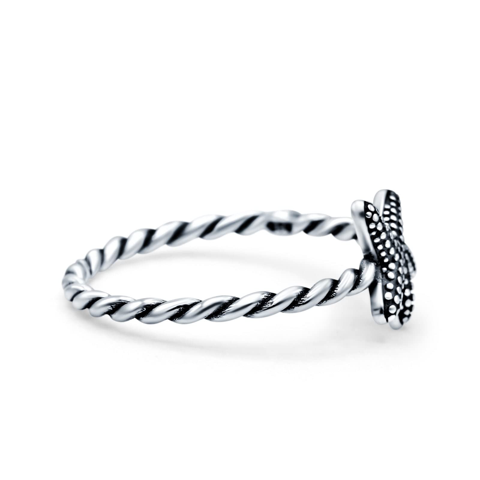 Blue Apple Co. Starfish Band Oxidized 925 Sterling Silver Thumb Ring for Women & Men - 8mm Wide Boho Beach Jewelry, Perfect for Gifts, Vacations & Everyday Wear