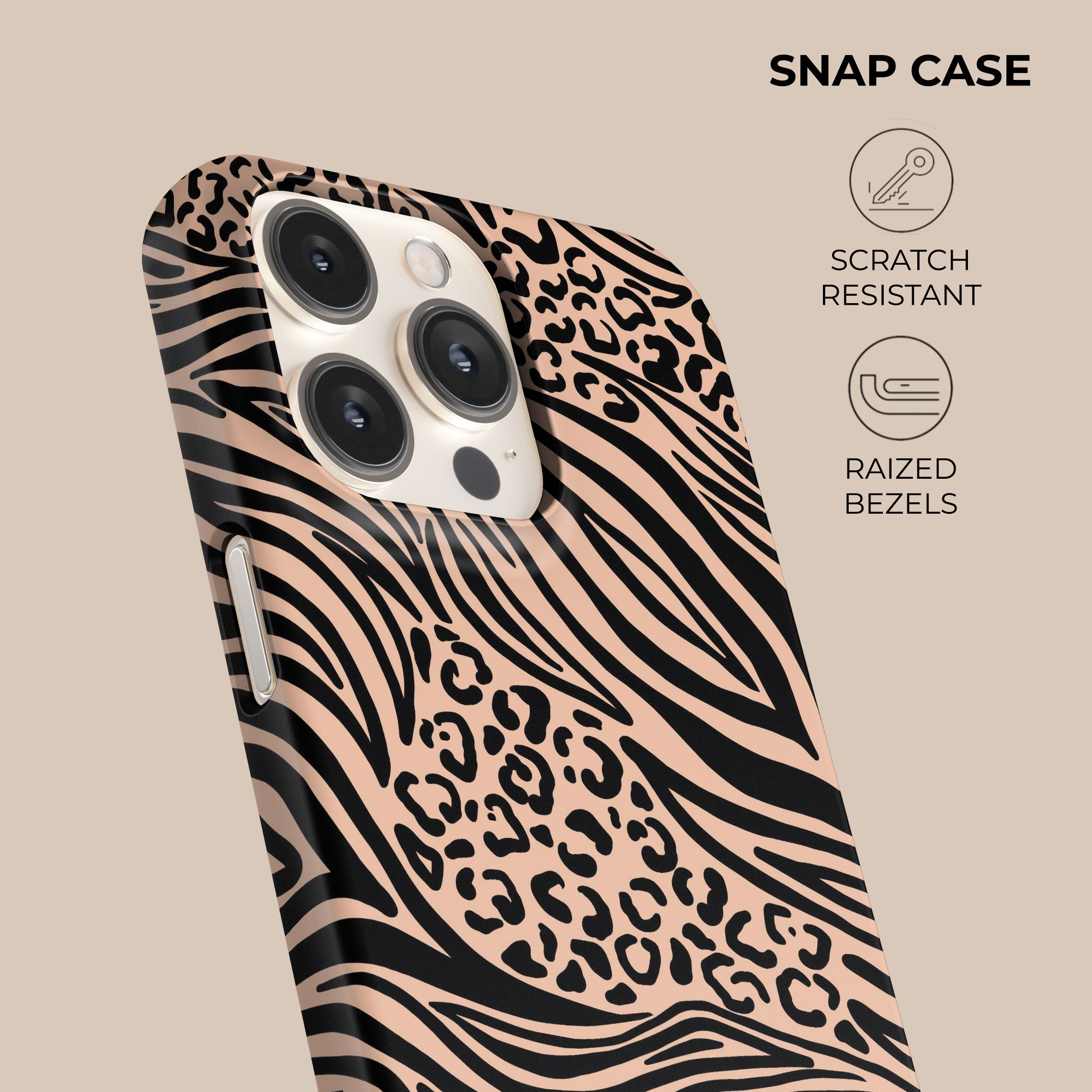 Stylish Light Zebra Print Phone Case - Durable Protective Cover for iPhone & Samsung - Perfect for Everyday Use, Travel & Fashion Accessories