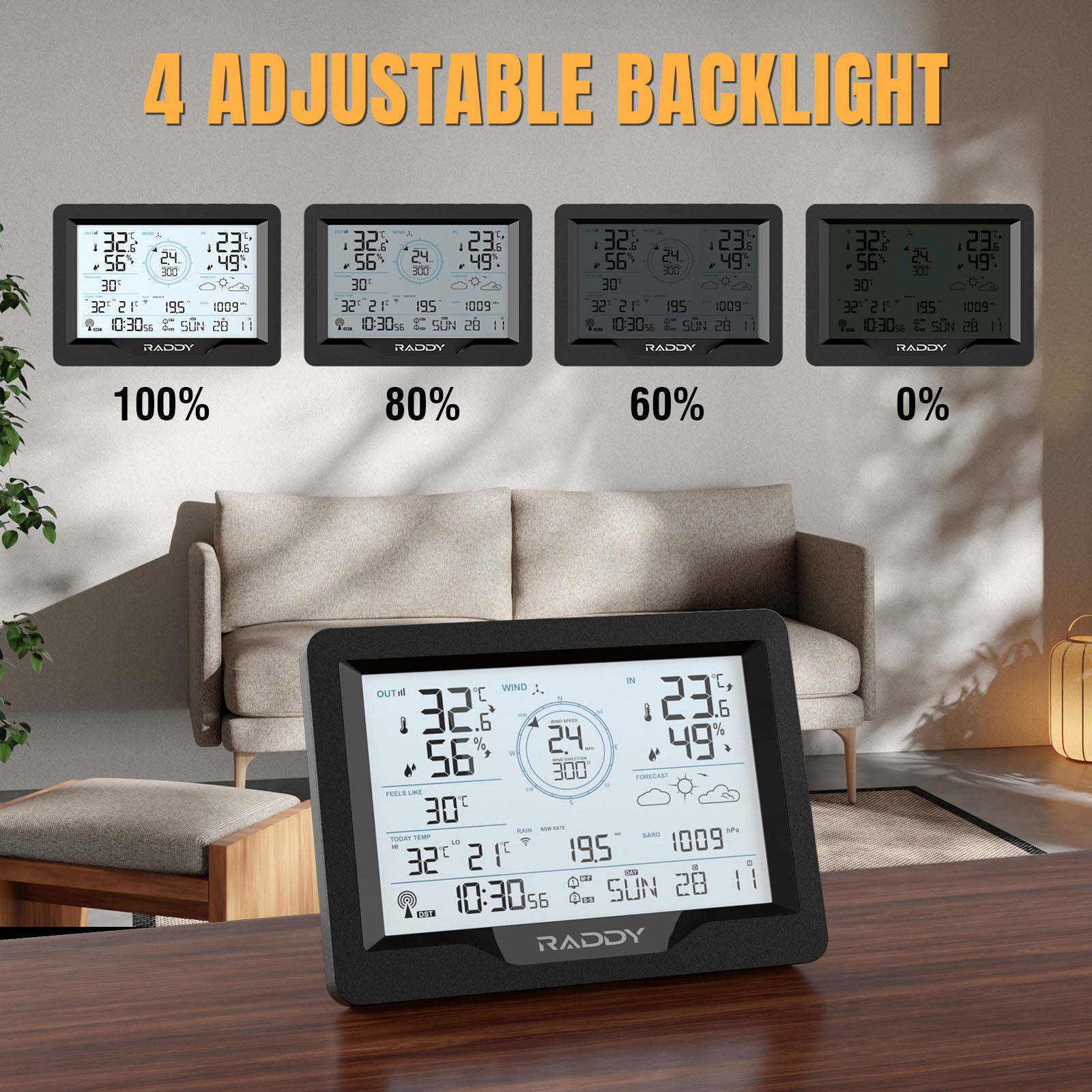 Raddy MN6 Lite Wireless Weather Station - 5-in-1 Indoor Outdoor Thermometer with Barometric Pressure, DCF Atomic Clock & Weather Forecast | Perfect for Home, Garden, Office & Outdoor Activities
