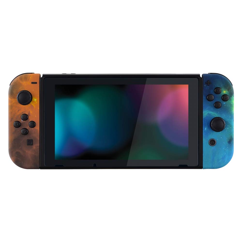 eXtremeRate Replacement Shell Case for Nintendo Switch Joy-Con & Console - DIY Cover, Buttons, Backplate & Kickstand - Yellow Stars Design | Gaming Accessories for Enhanced Play Experience