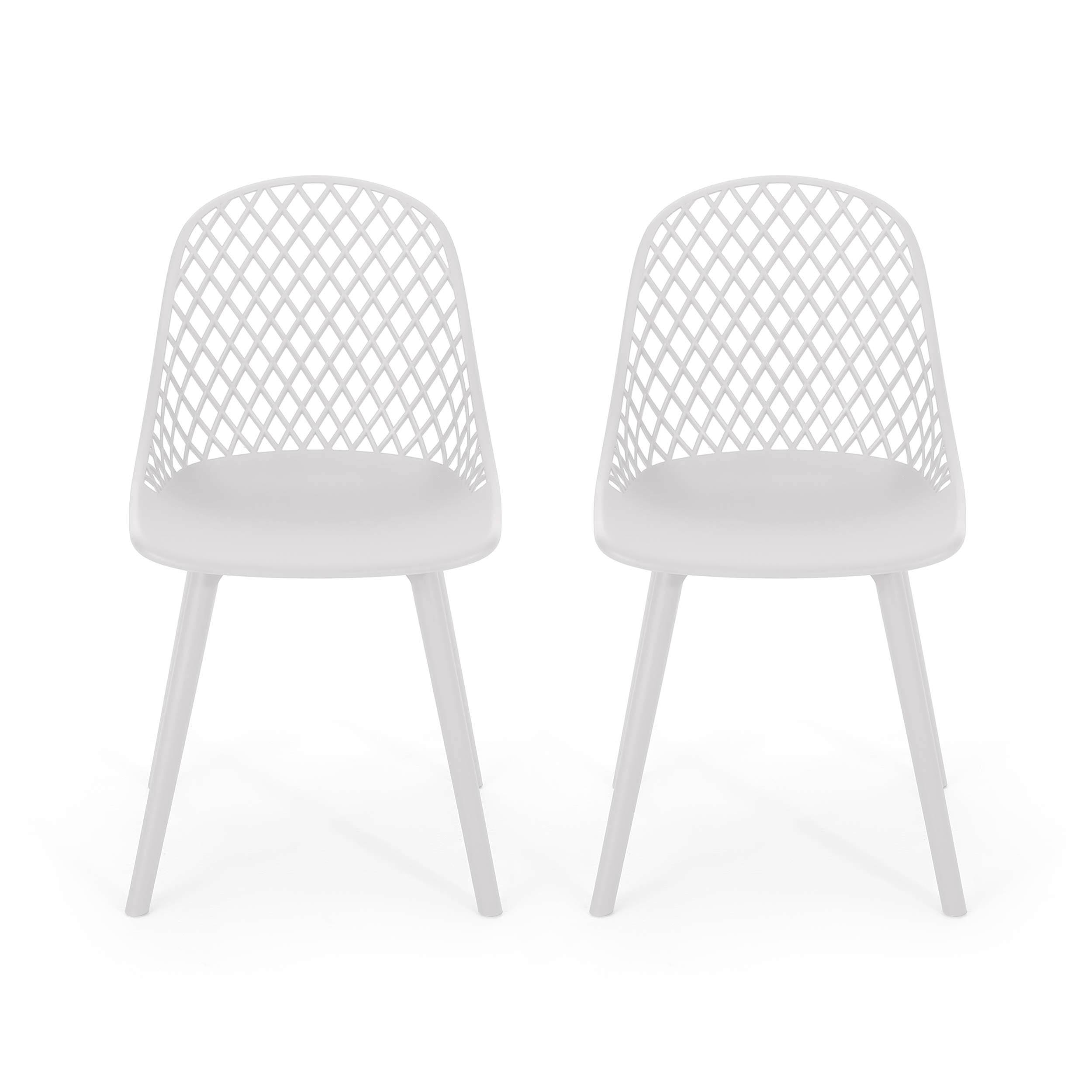 Christopher Knight Home Delora Outdoor Dining Chairs (Set of 2) - White Patio Furniture for Garden, Poolside & Backyard Dining