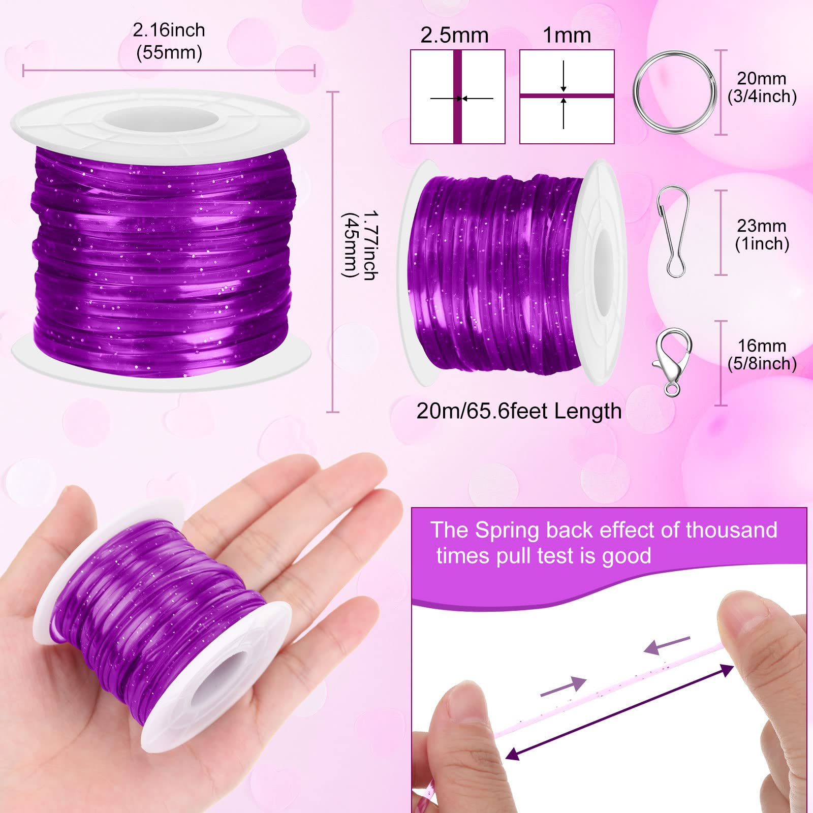 **Janinka 24 Rolls Gimp String Plastic Lacing Cord Kit – Glitter Bracelet Making Supplies with Lobster Clasps, Key Rings & Lanyard Hooks for DIY Jewelry, Keychains & Craft Projects**    *(Perfect for DIY Bracelets, Keychains, Lanyards, and Decorative Crafts – Great for Kids, Teens & Craft Enthusiasts!)*