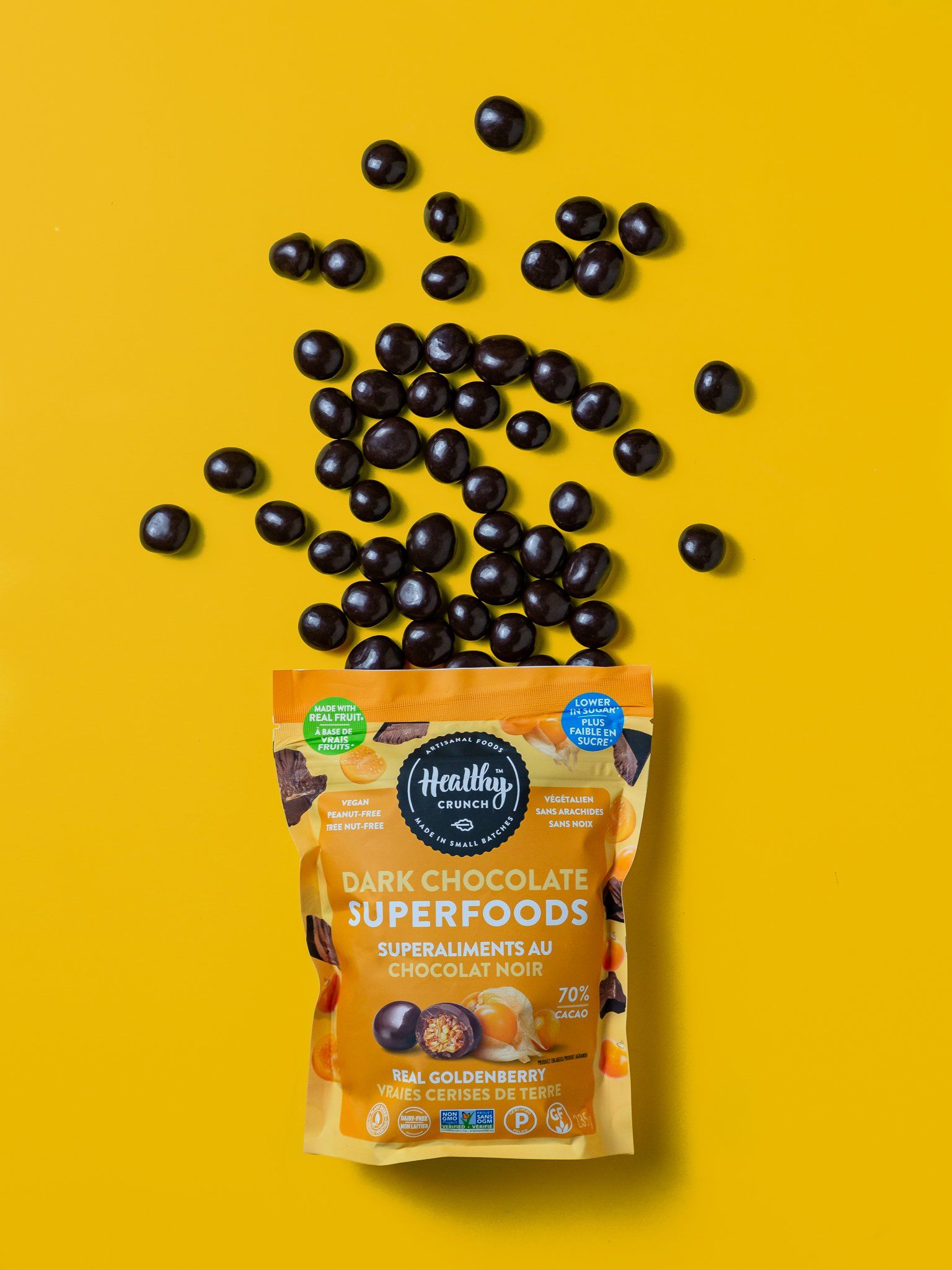 Premium Organic Goldenberry Dark Chocolate - Antioxidant Superfood Snack for Energy & Health - Perfect for Gifts, Desserts & Healthy Lifestyle