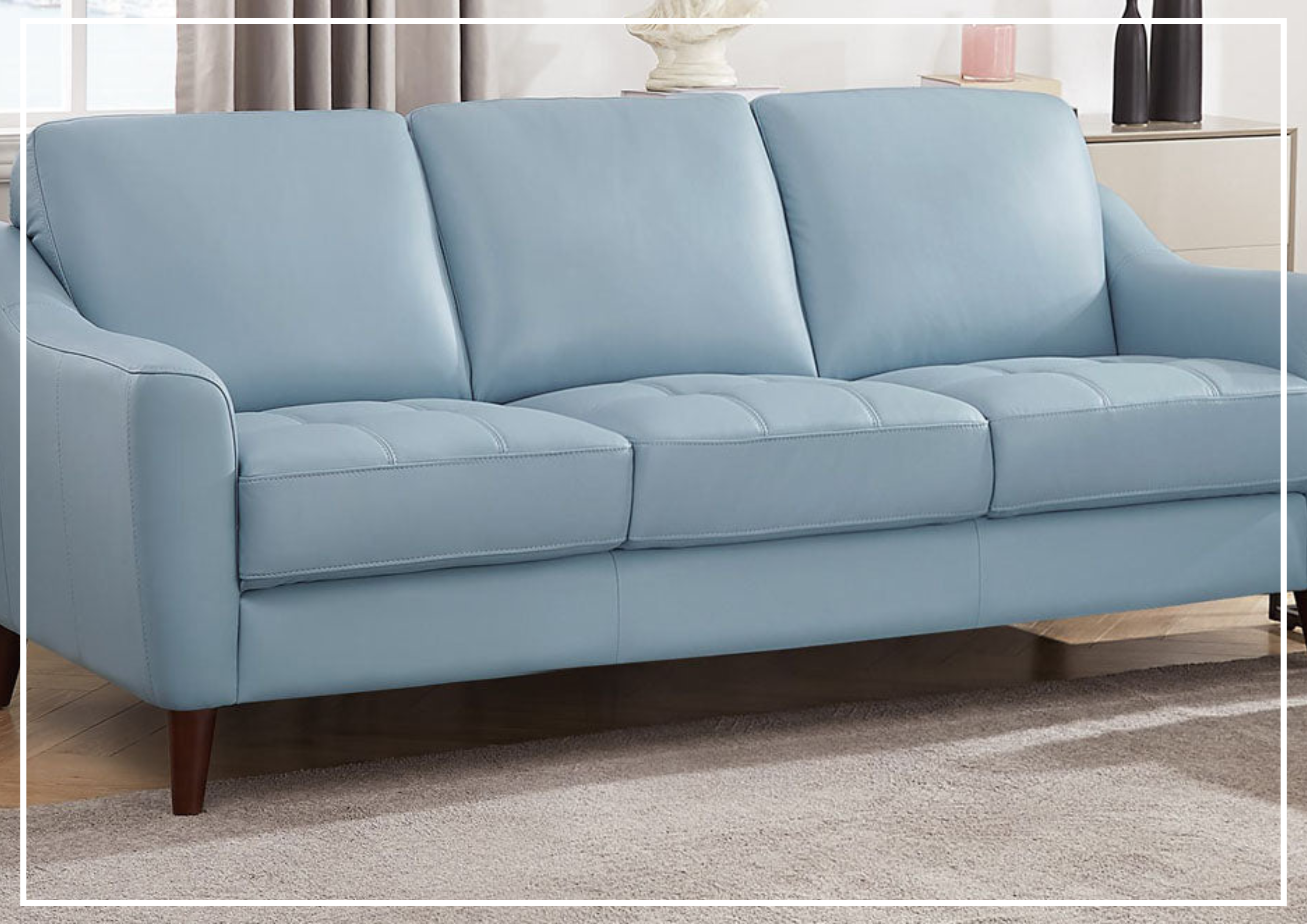 Hydeline Ersa 3-Seater Genuine Leather Sofa with Soft Slope Arms - Modern Living Room Furniture for Home, Office & Lounge Comfort