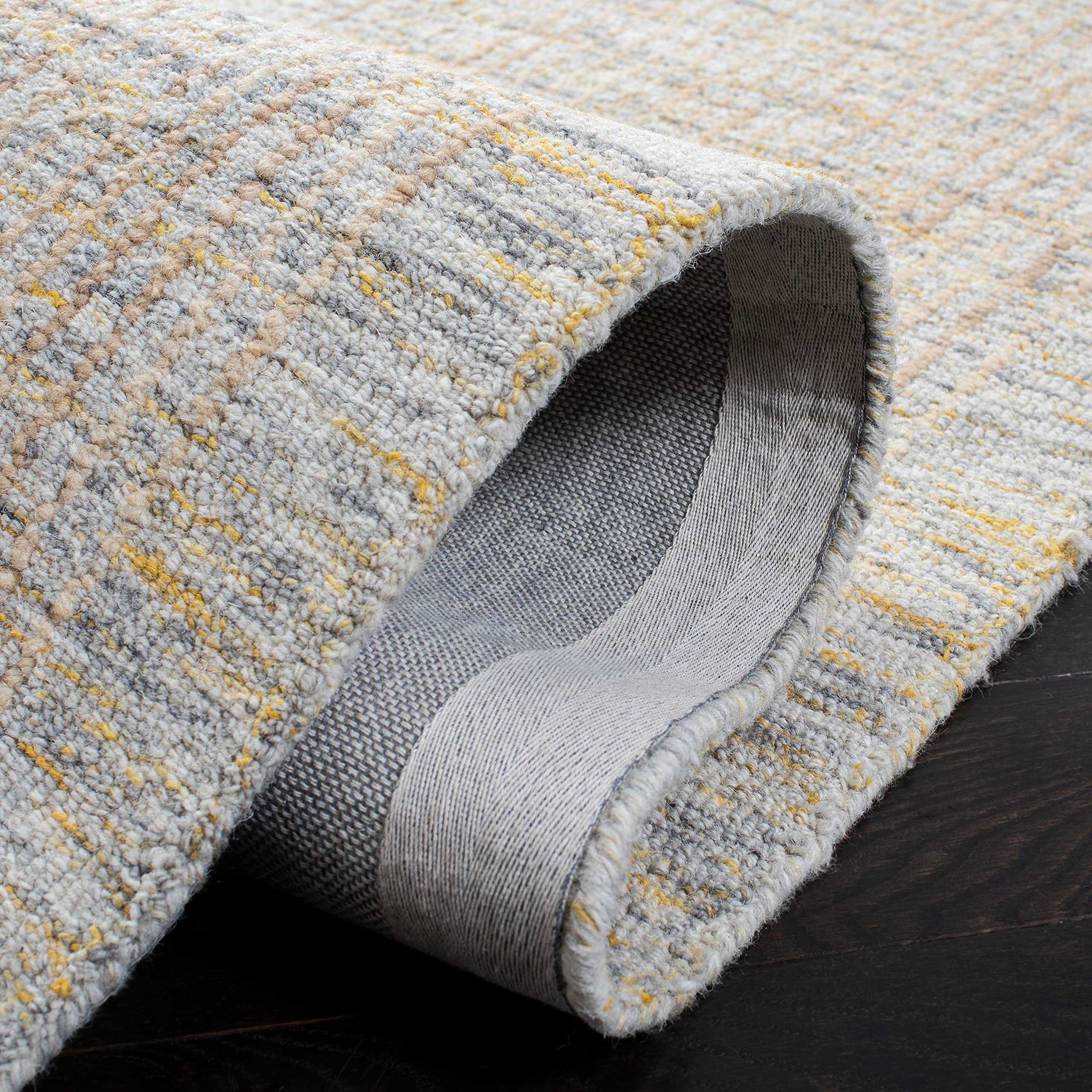 SAFAVIEH Metro Collection 6'x6' Square Ivory Grey Wool Area Rug - Handmade Premium Living Room, Dining Room & Bedroom Rug for Cozy Home Decor