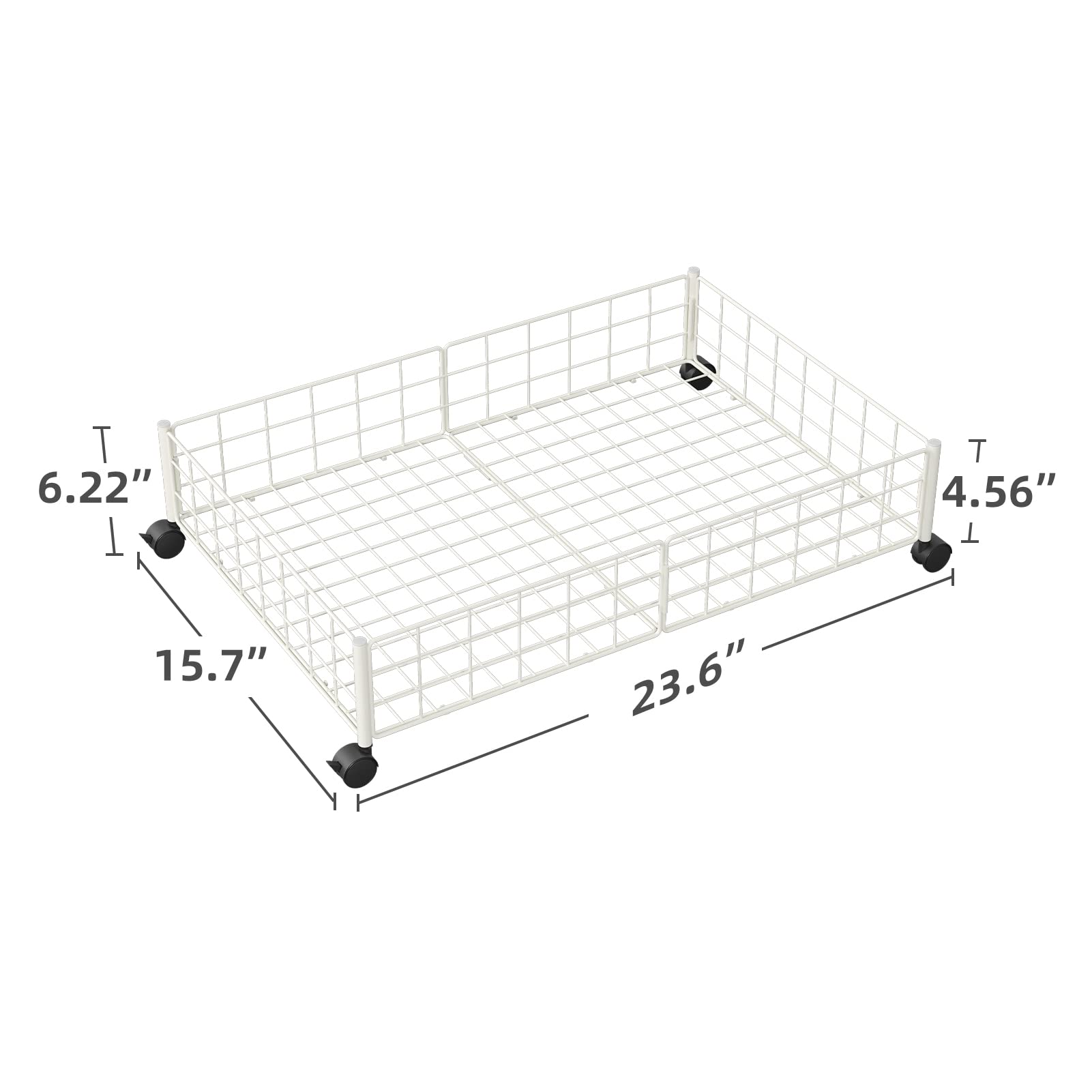 GARVEE 2-Pack Rolling Under Bed Storage Bins with Wheels - Foldable Fabric Organizer for Clothes, Shoes, Blankets & Seasonal Items - Space Saving Bedroom Storage Solution (White) - Perfect for Small Apartments, Dorms & Closet Organization