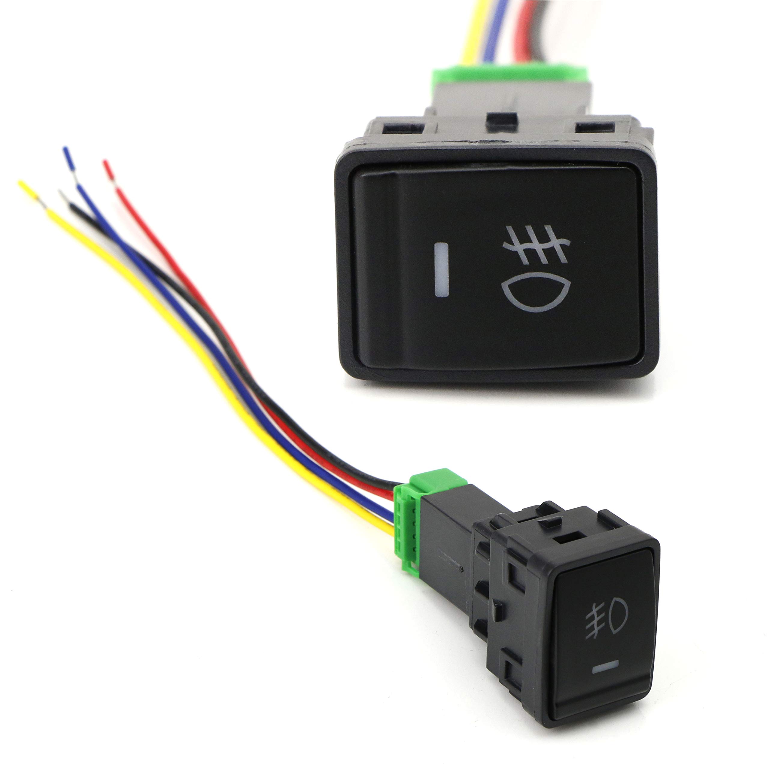 iJDMTOY 12V LED Push Button Switch with 4-Pole Design - 30x23mm Universal Fit for Nissan Murano, Sentra, Altima - Perfect for Fog Lights, DRL, LED Light Bars & Aftermarket Accessories - Ideal for Off-Road, Custom Car Mods & DIY Automotive Projects