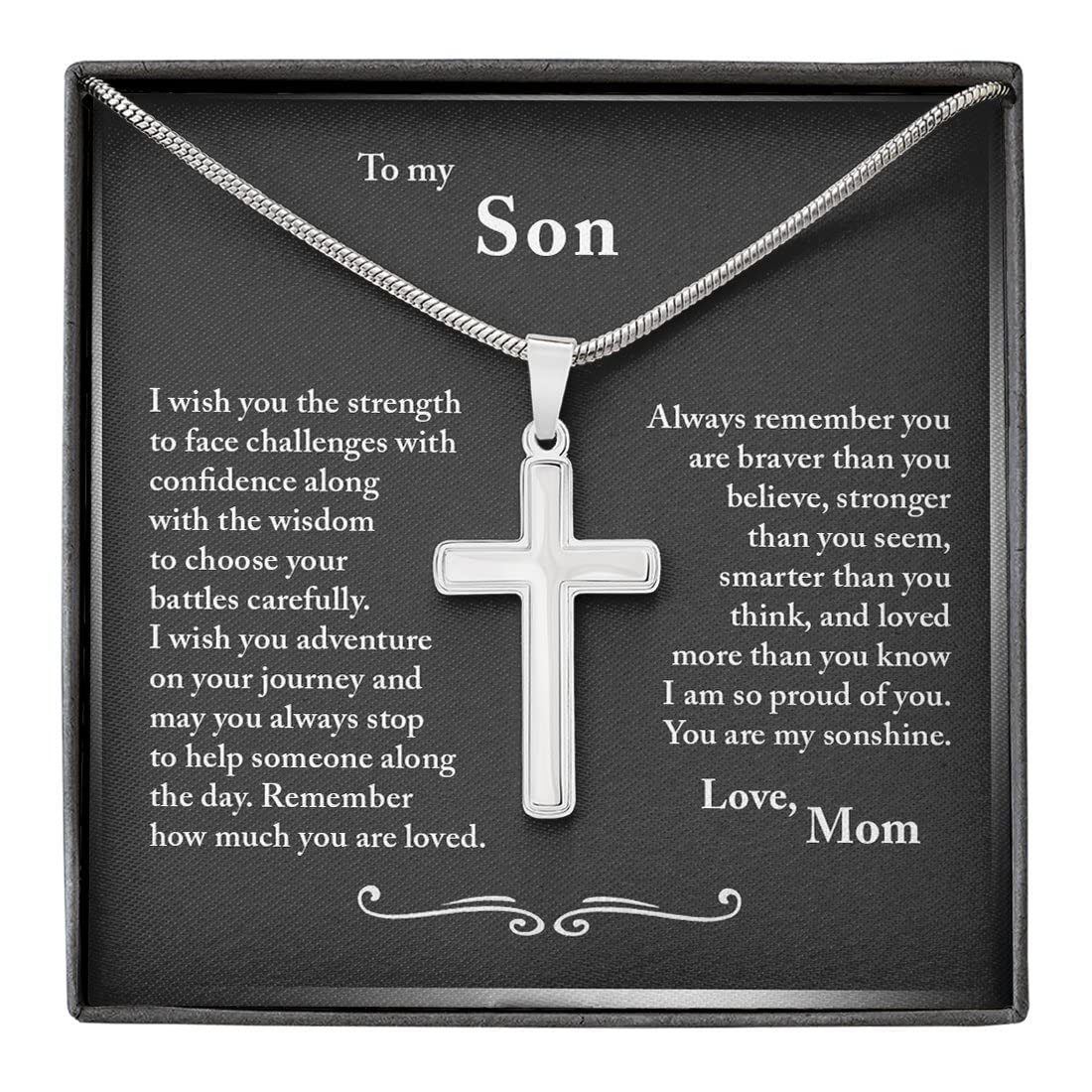Cross Necklace for Son from Mom - Personalized Gift for Birthday, Graduation & Special Occasions - Inspirational Jewelry for Men & Boys - Perfect for Daily Wear & Meaningful Moments