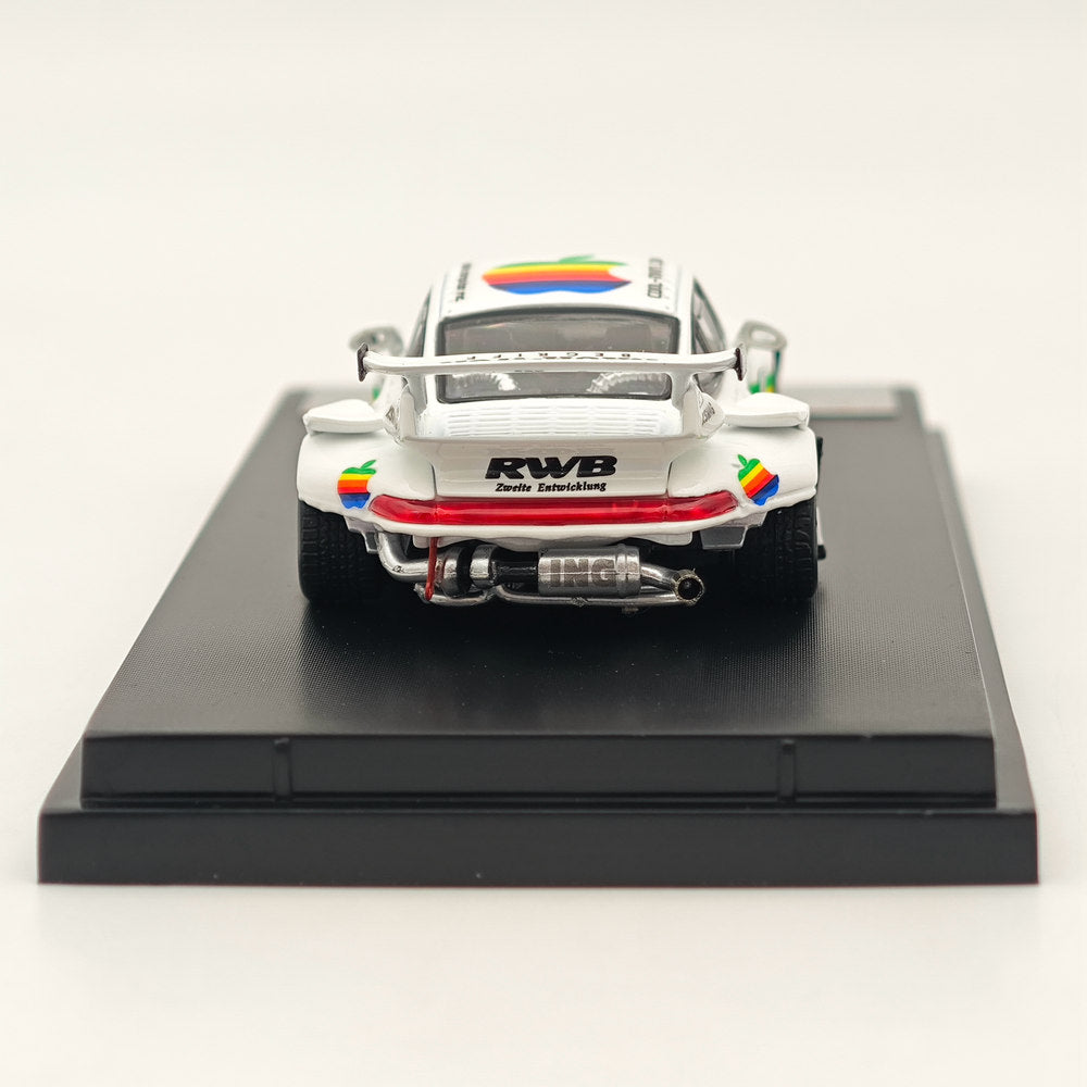 1:64 Scale Diecast Metal Porsche 911 RWB 993 Racing Car Model - White with Apple #89 Livery - Collectible Sports Car for Display, Racing Enthusiasts & Diecast Collectors
