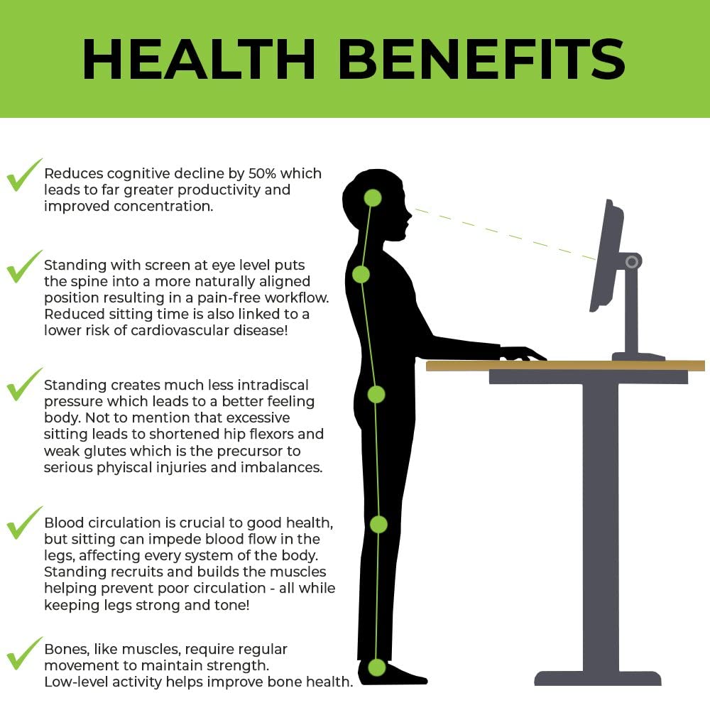 Electric Height Adjustable Standing Desk Frame - Black Modern Office & Gaming Desk (22