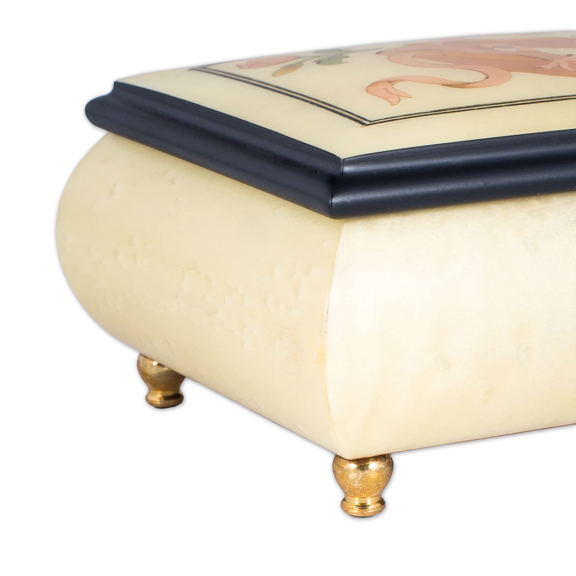 Elegant Matte Finish Italian Inlaid Ballet Slipper Music Box - Customizable Tune Jewelry Box for Home Decor, Gift & Wedding Keepsake