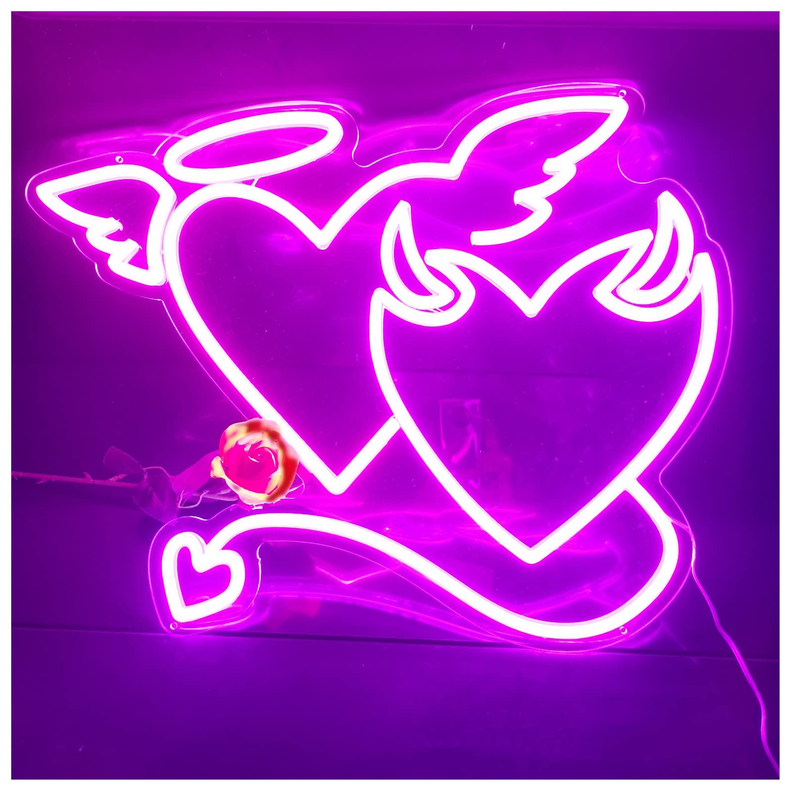 Heart-Shaped LED Neon Sign - Soft Glow, Silent Operation, 56x44cm (22x17in) - 110-240V Wall Decor for Bedroom, Home, Party & Wedding - Romantic Lighting for Valentine's Day, Anniversary & Night Ambience