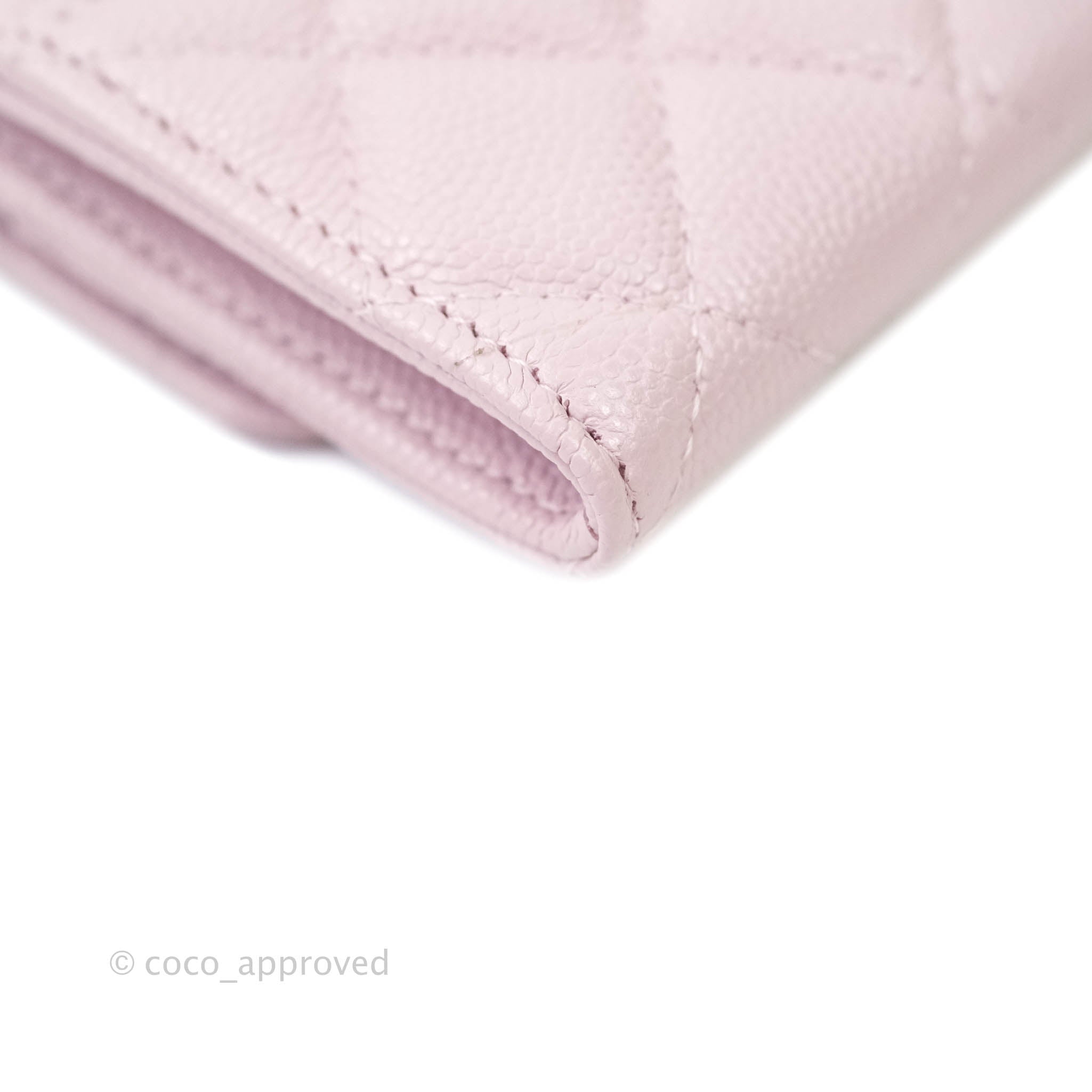 Chanel Caviar Quilted Flap Card Wallet in Lilac Rose Clair with Gold Hardware | 21S Collection | Perfect for Everyday Use & Luxury Gift Giving