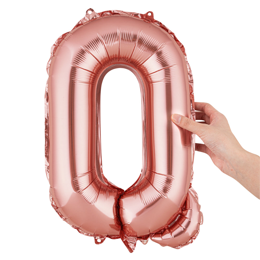 Rose Gold Mylar Letter Q Balloon - 16 Inch Large Foil Alphabet Balloon for Birthday Party Decorations, Wedding, Baby Shower & Anniversary Celebrations