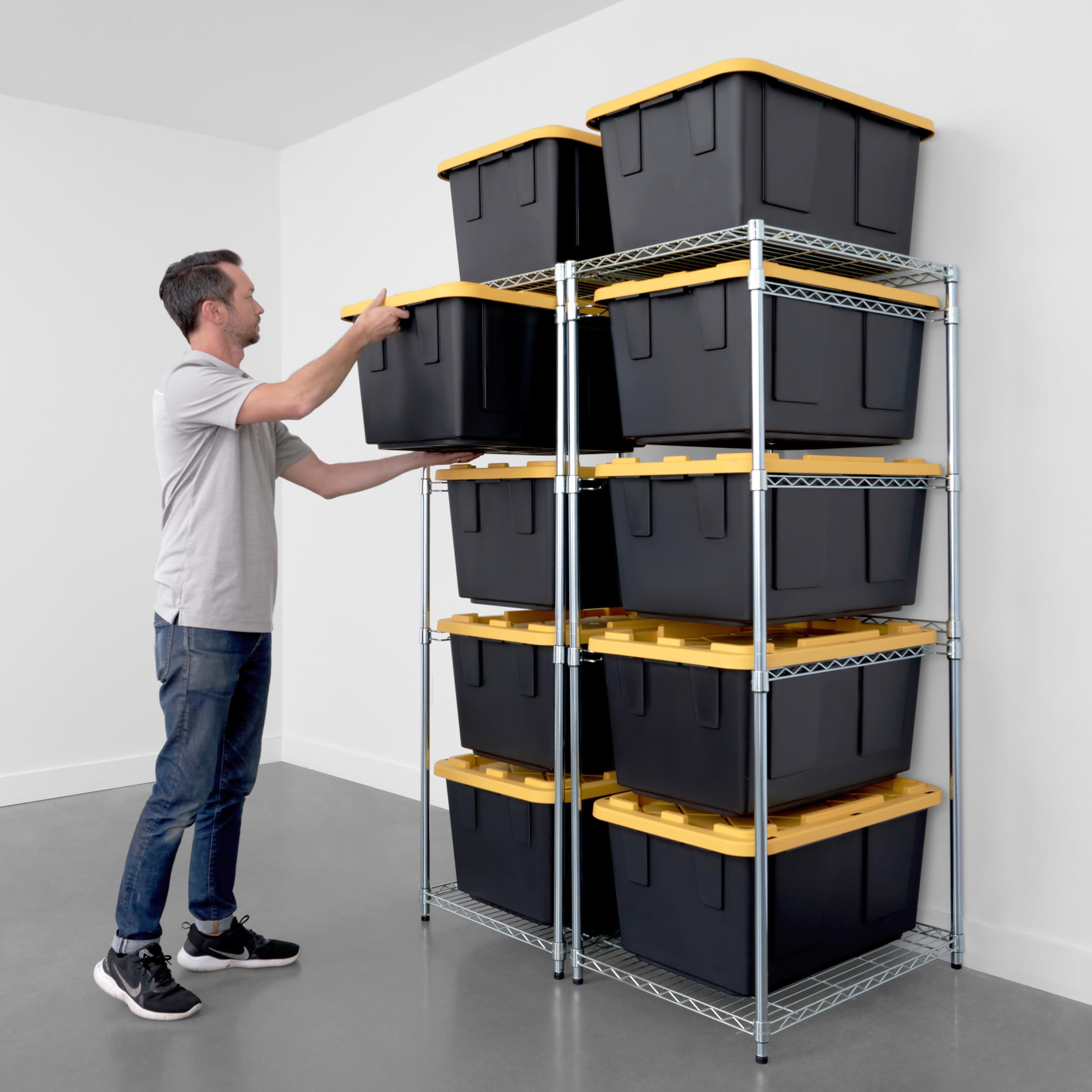 SafeRacks 2 Pack 5-Tier Steel Tote Rack - Heavy Duty Space Saving Storage Shelf for Garage, Pantry & Kitchen | NSF Certified | 31