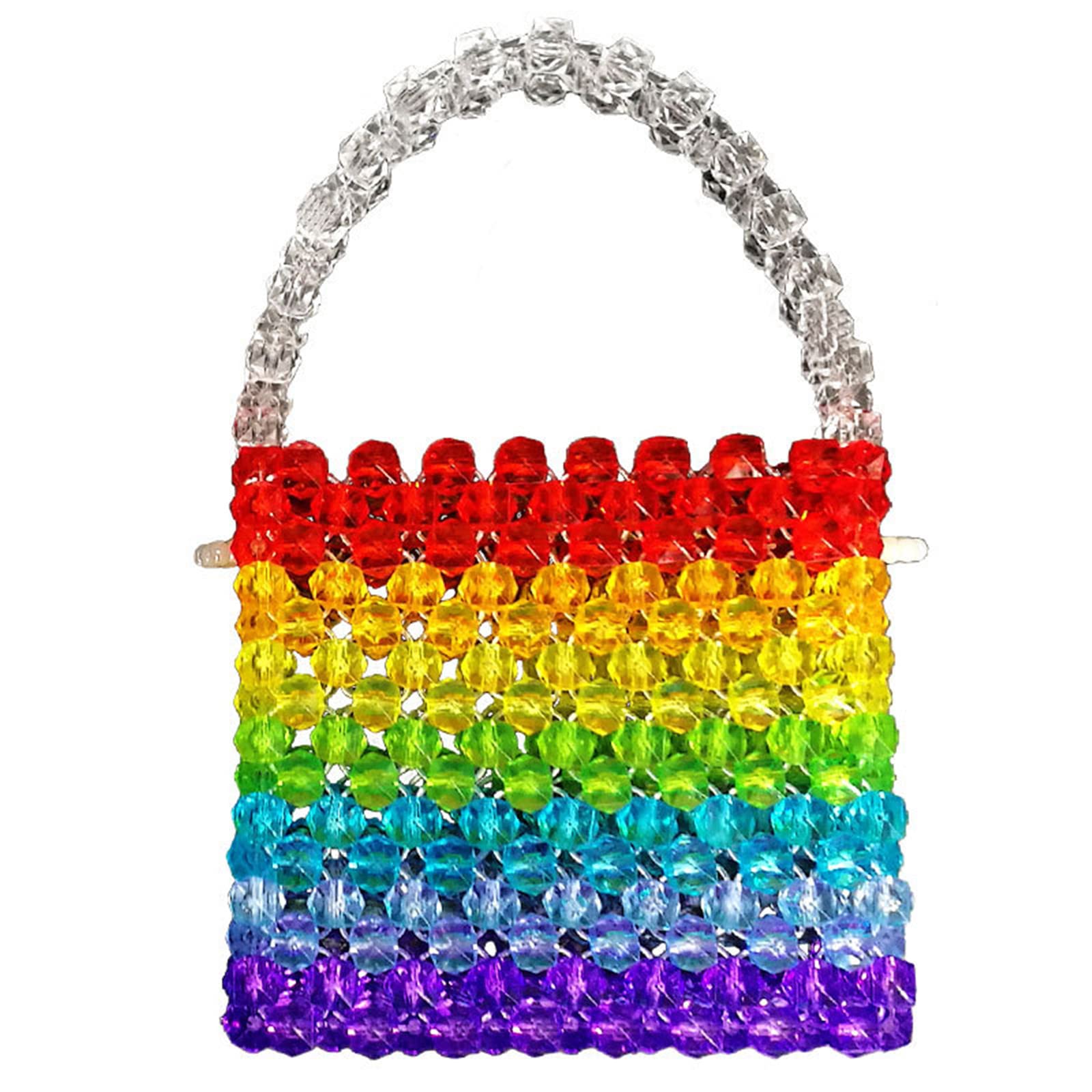 Stylish Large Rainbow Acrylic Beaded Shoulder Crossbody Bag for Women - Perfect for Festivals, Beach Outings, and Everyday Fashion Accessory