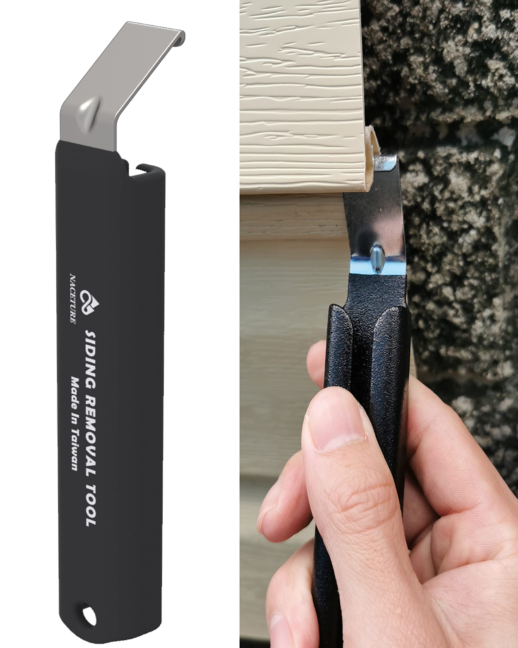 Vinyl Siding Removal Tool - Heavy Duty Zip Tool for Siding Installation & Repair - Extra Long Non-Slip Grip Handle (Black) - Perfect for Home Improvement & DIY Projects