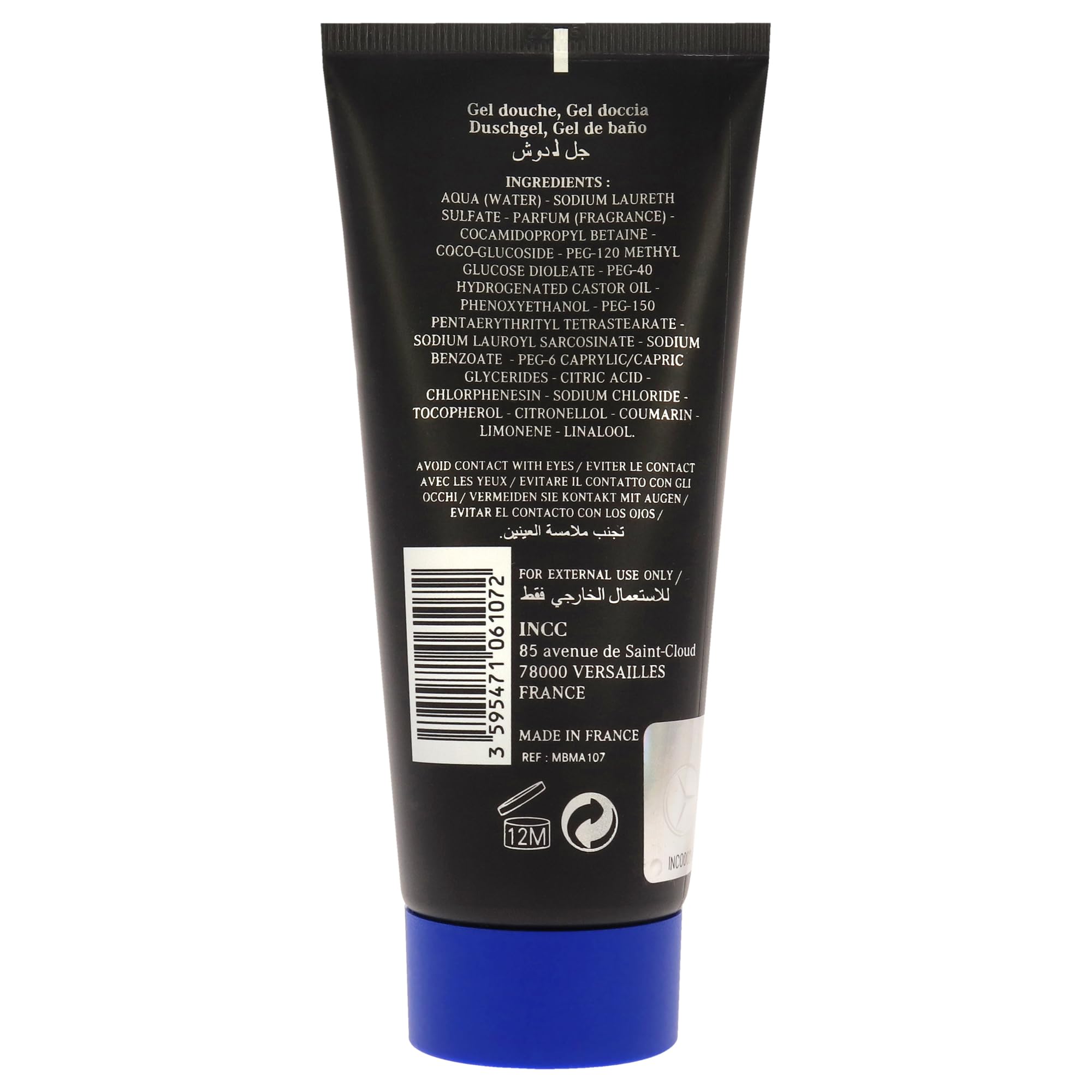 Mercedes-Benz Men's Shower Gel Body Wash - Pear, Cedar & Oakmoss Scent - Hydrating & Moisturizing Body Soap for Men - 3.4 oz - Perfect for Daily Shower & Gym Post-Workout Refreshment
