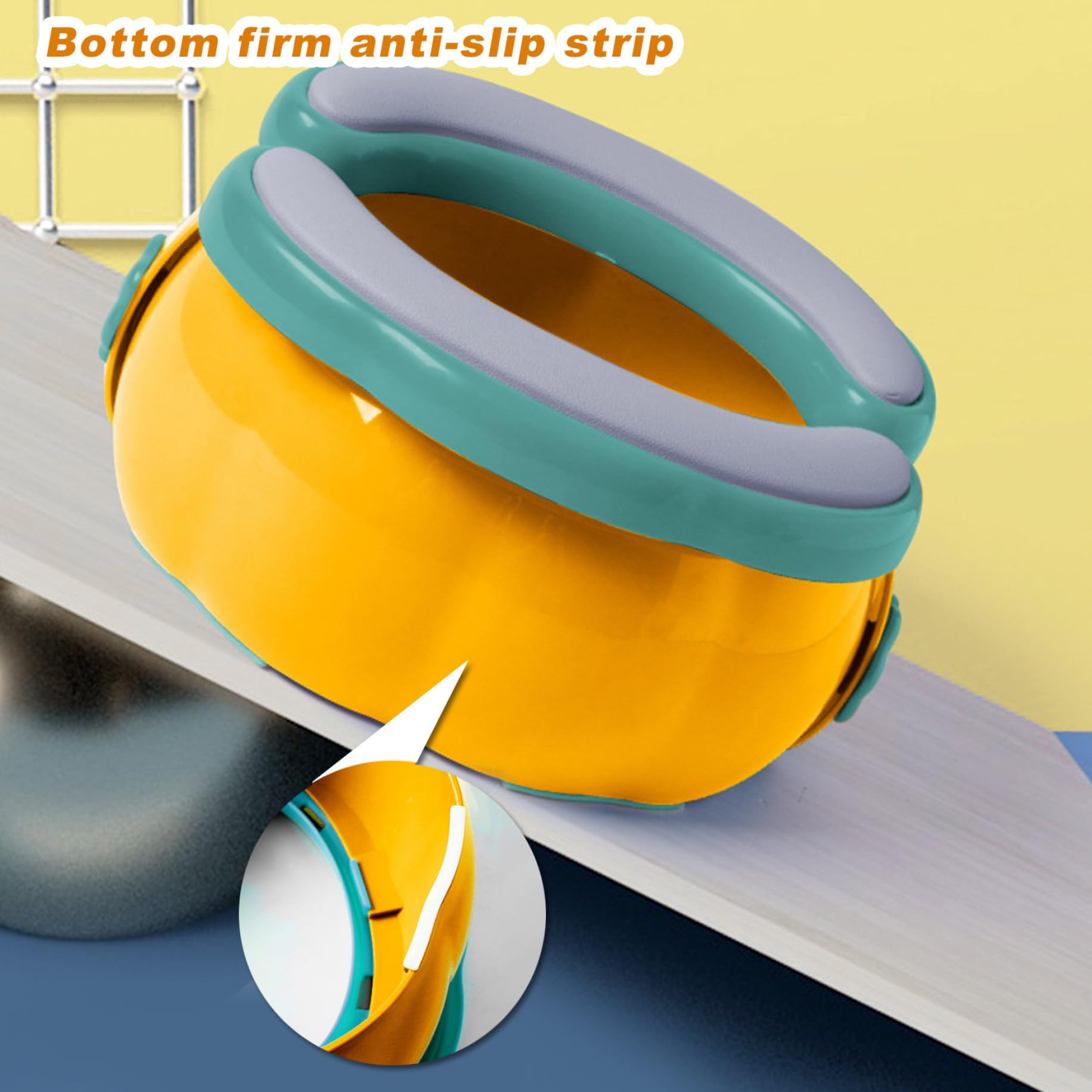 Foldable Travel Potty Seat for Toddlers - Portable Potty with 20 Disposable Baggies - Emergency Toilet for Long Car Rides, Beach & Outdoor Adventures - Yellow (Great for Road Trips, Camping & Travel)