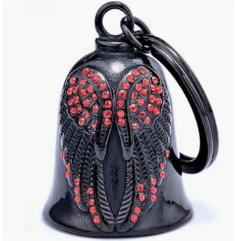 Motorcycle Bell with Studded Wings - Guardian Bell for Biker Protection & Good Luck Charm - Perfect for Harley, Cruiser & Chopper Riders