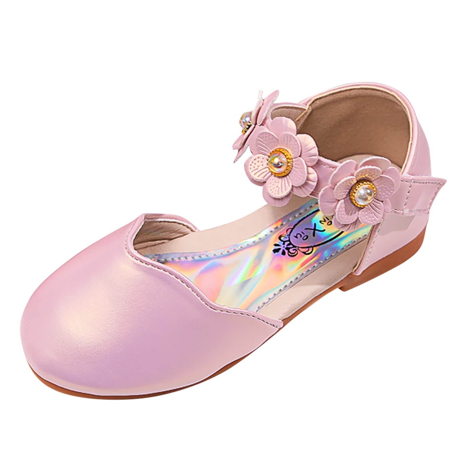 **Toddler Girls Summer Sandals with Pearl Flower Design - Comfortable Baby Princess Shoes for Dancing & Play - Cute Bling Sandals for Infants & Kids**    *Perfect for beach outings, parties, and everyday play!*
