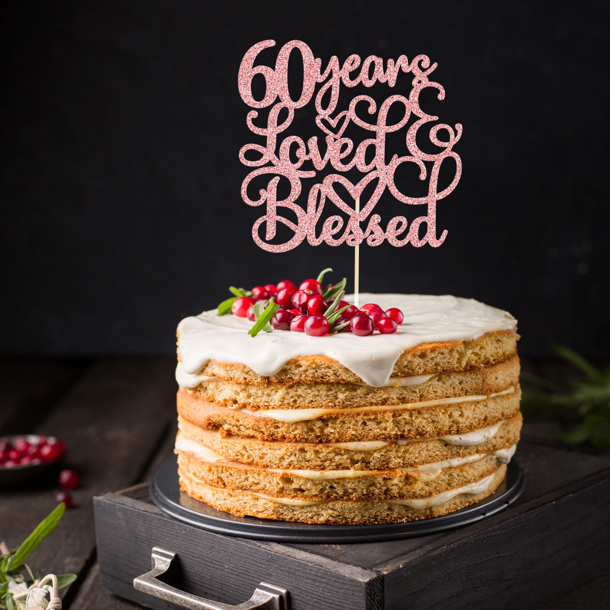 Rose Gold Glitter 60th Birthday Cake Topper - Cheers to 60 Years Anniversary Decor for Wedding, Party & Celebration Supplies | Perfect for Milestone Birthdays & Golden Anniversaries