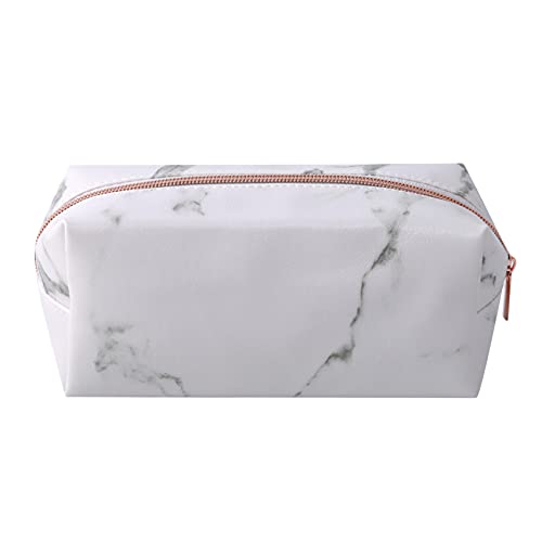 Guoshang Marble Makeup Bag Organizer - Portable Travel Cosmetic Pouch with Gold Zipper for Women (Rose Gold) - Perfect for Travel, Gym & Daily Makeup Storage