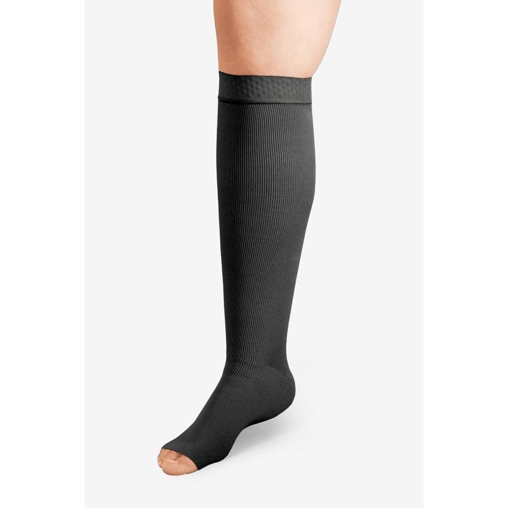 Solaris Exo Strong Compression Stocking with Silicone Top 20-30mmHg Open Toe - Medical Support Socks for Varicose Veins, Edema & Post-Surgery Recovery (Ideal for Nurses, Travelers & Athletes)