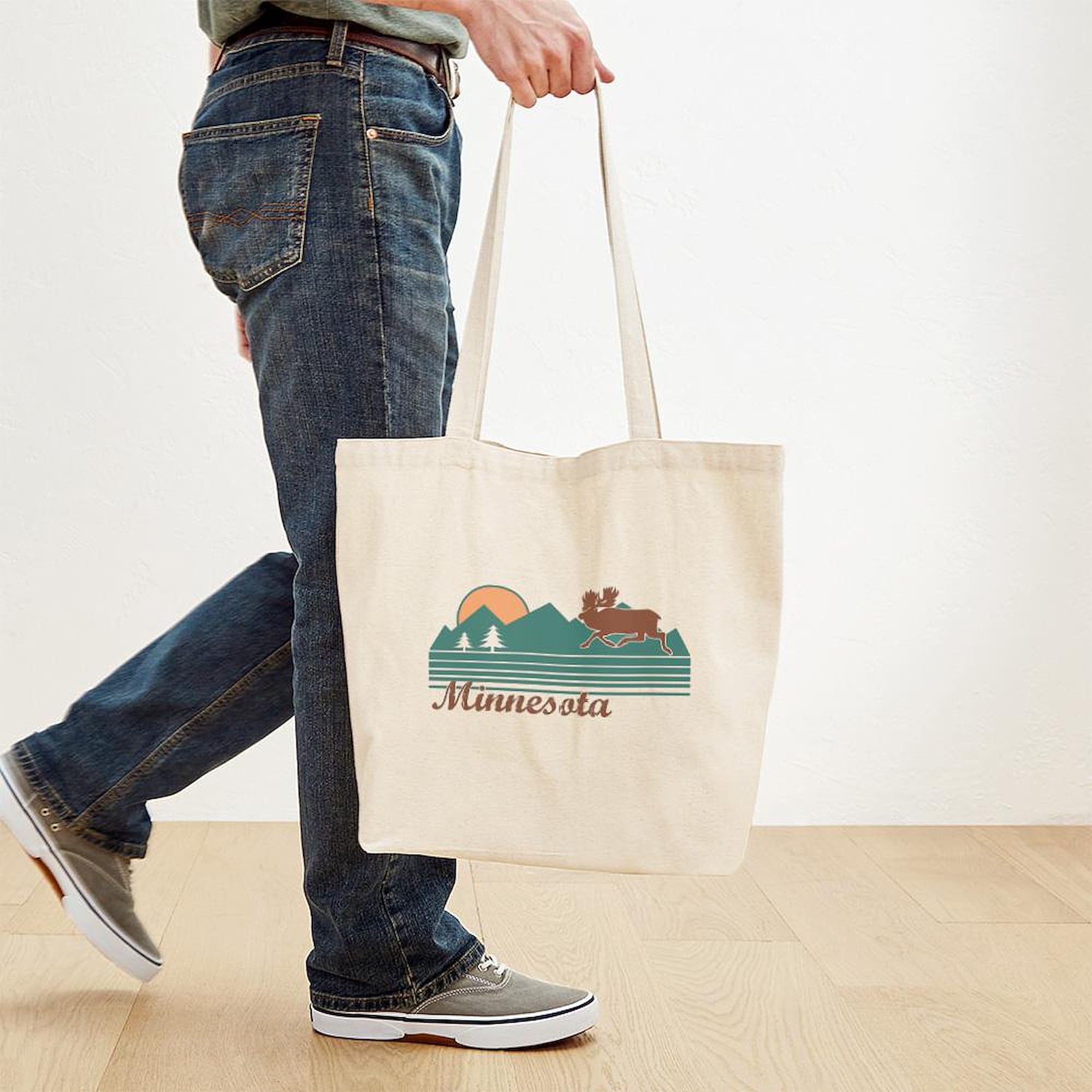 Minnesota Moose Canvas Tote Bag - Eco-Friendly Reusable Shopping Bag for Groceries, Beach & Daily Use | CafePress