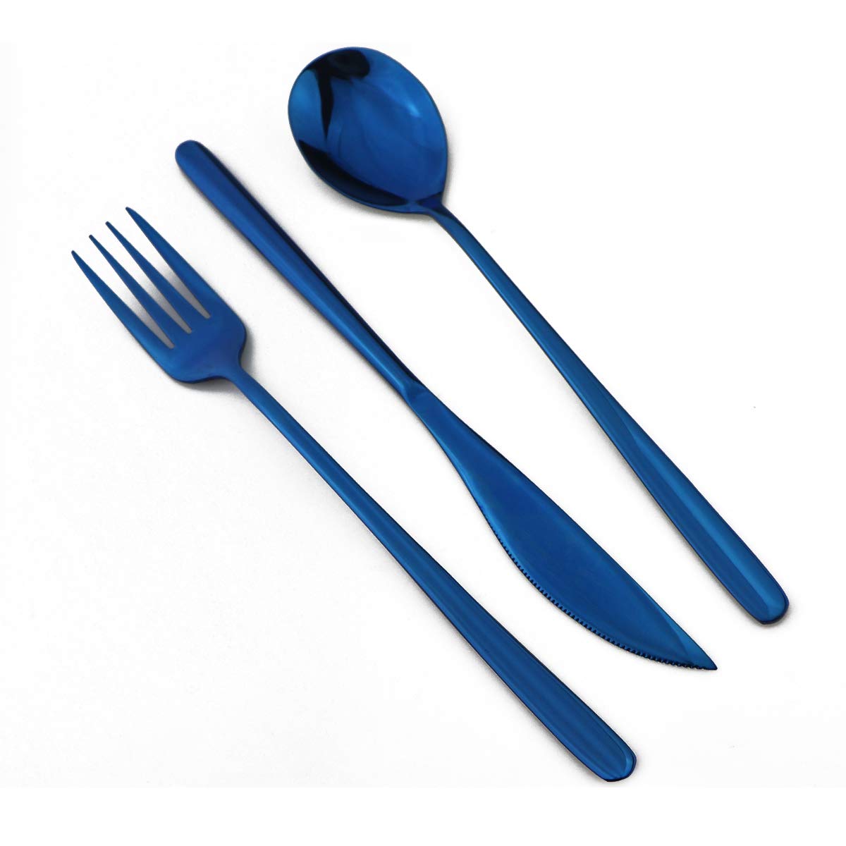 Premium Gugrida Steak Knives Set - 6-Piece Stainless Steel Serrated Dinner Knives for Steak, Meat & Kitchen Use | Professional Multipurpose Cutlery with Ergonomic Handles (Shiny Blue) | Perfect for BBQs, Dinner Parties & Restaurant-Style Dining