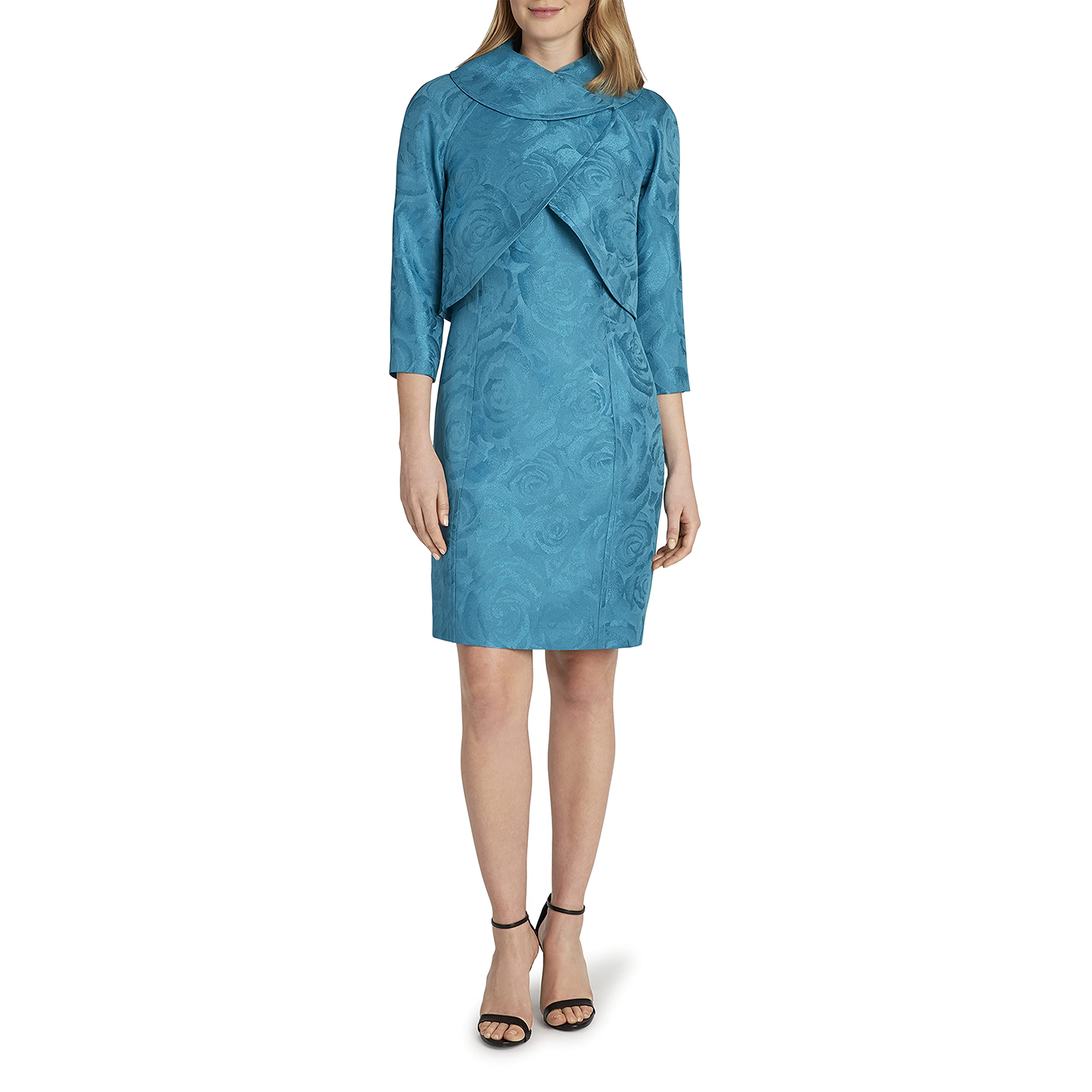 Tahari ASL Women's Floral Wrap Jacket and Dress Set - Elegant Spring Outfit for Work, Wedding & Special Occasions