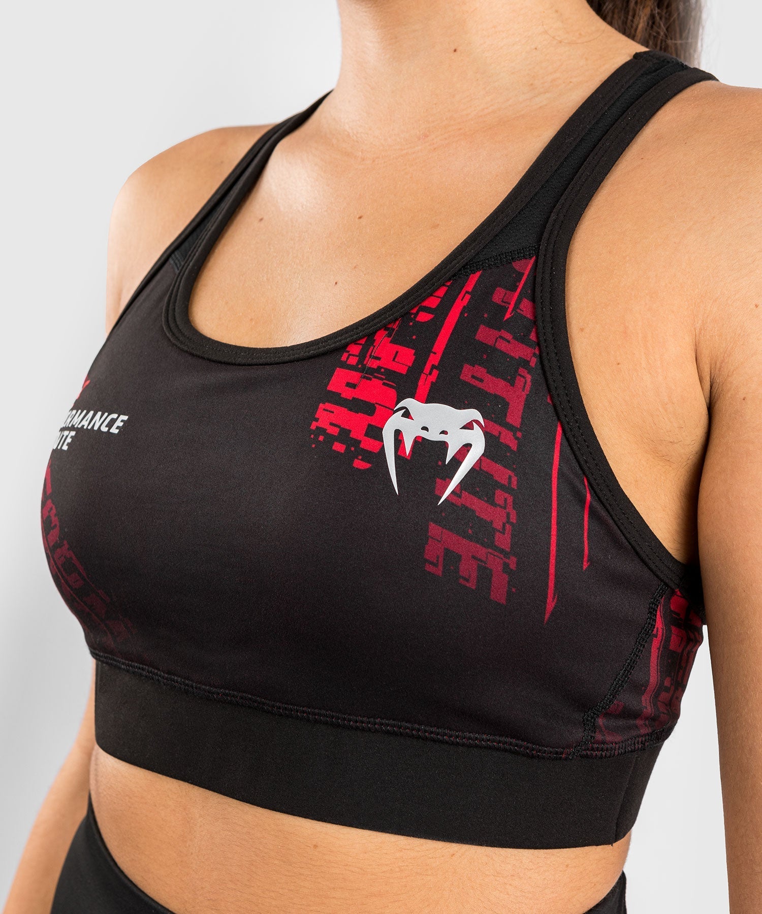 UFC Performance Institute 2.0 Women's High-Performance Sports Bra - Black/Red - Ideal for MMA Training, CrossFit & Intense Workouts