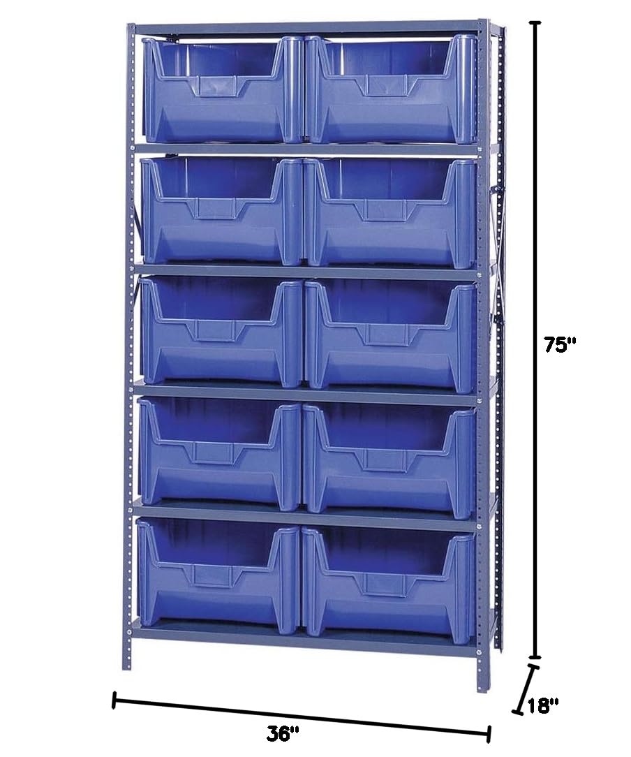 Large Stackable Storage Bins with Multiple Container Sizes - Blue Organizer for Home, Office & Garage Organization