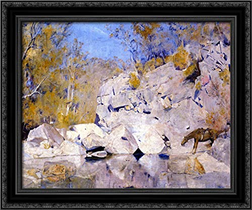 Tom Roberts 24x20 Black Ornate Wood Framed Canvas Art - Vintage Wall Decor for Living Room, Bedroom & Office - Premium Gallery Quality Australian Landscape Painting