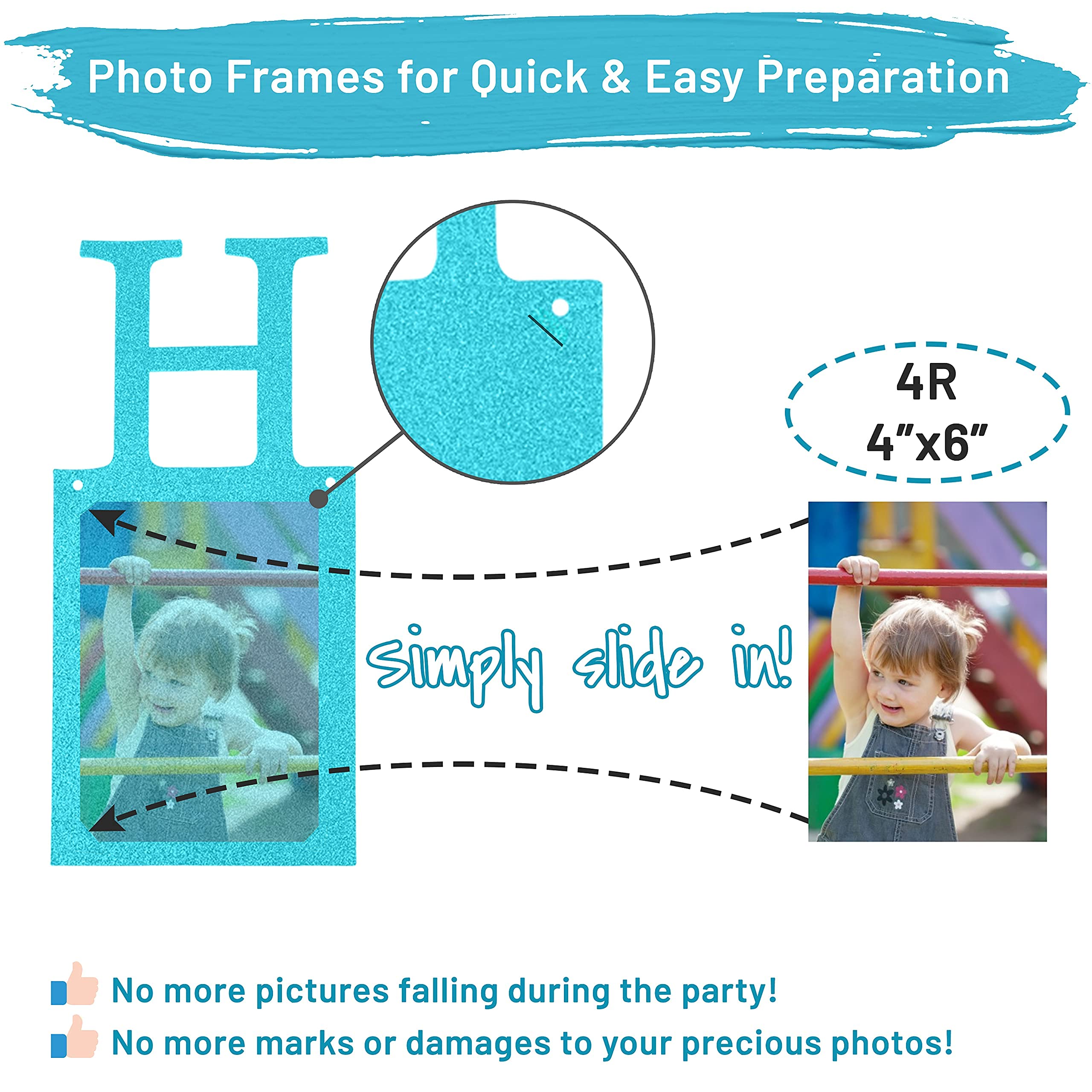 Blue Sweet 16 Birthday Party Decorations - Pre-assembled Photo Banner with 16 Card Frames & Signs - Perfect for Girls' Milestone Birthday Celebrations, Sweet 16 Parties, and Memorable Photo Backdrops