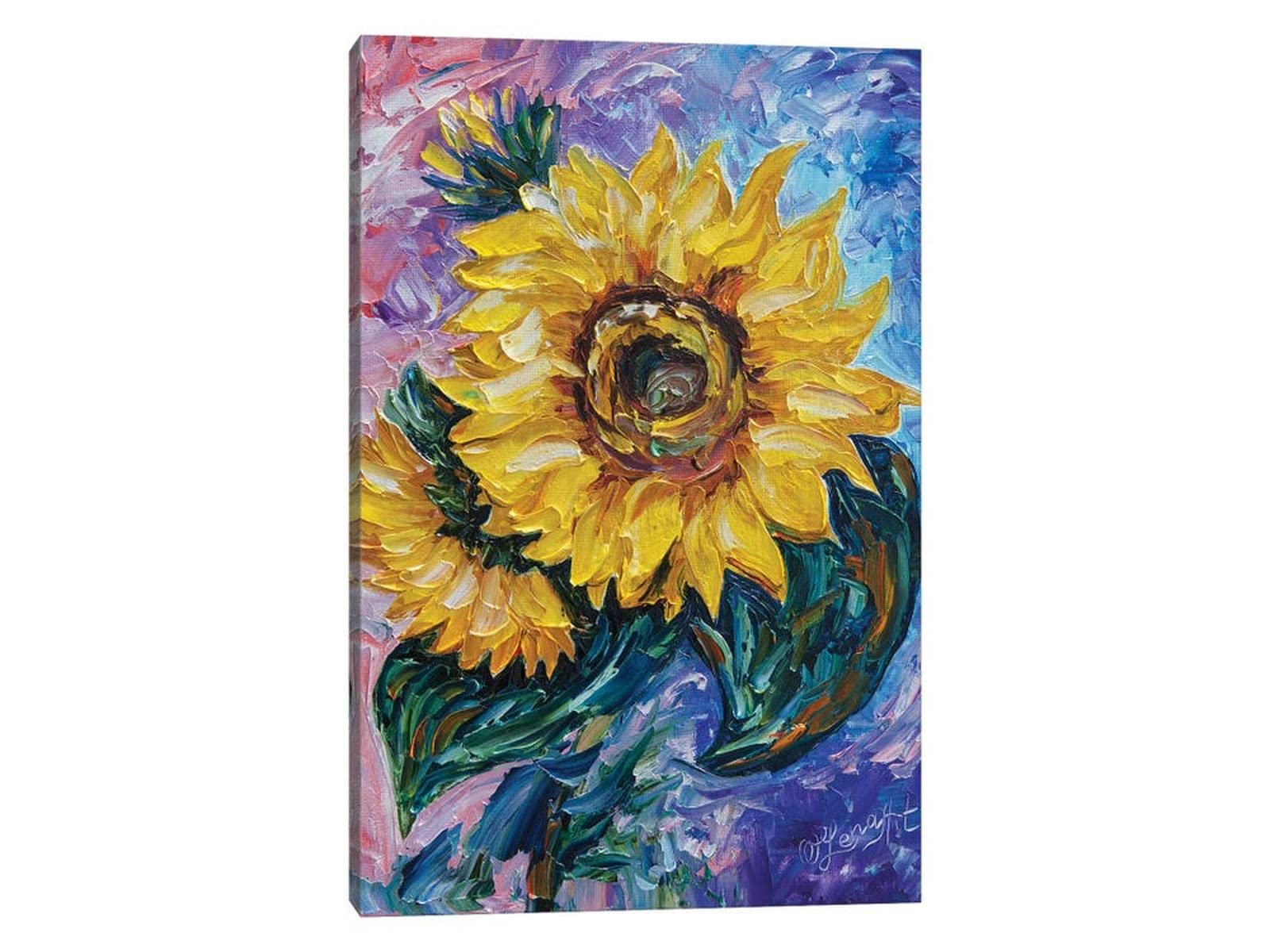 Sunflower Wall Art - Framed Watercolor Print for Kitchen & Bathroom Decor (12x18in)
