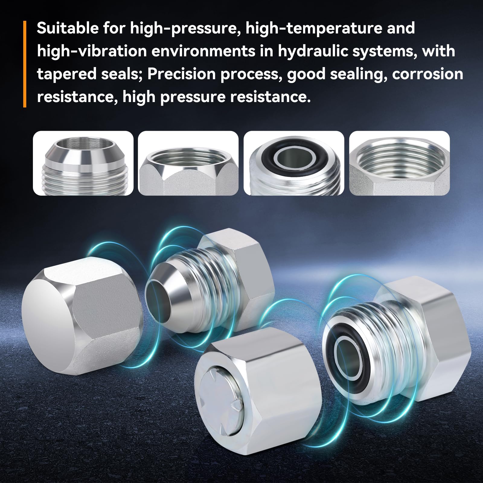 152 PCS JIC & ORFS Hydraulic Cap and Plug Kit - Industrial Hose, Tube & Pipe Fittings Set with Precision Threading (ORFS Flat Face & JIC 37° Dash Sizes 4-16) - Ideal for Hydraulic System Maintenance, Repair & Fluid Line Protection