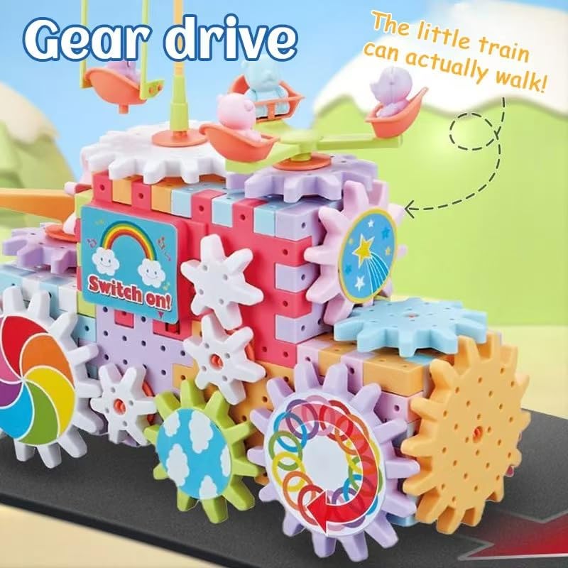 Electric Gear Building Blocks for Kids - 263pcs DIY Rotating Interlocking Plastic Gears Construction Toy Set, STEM Learning Educational Toys for Children Ages 3+ | Perfect for Classroom Activities & Home Playtime